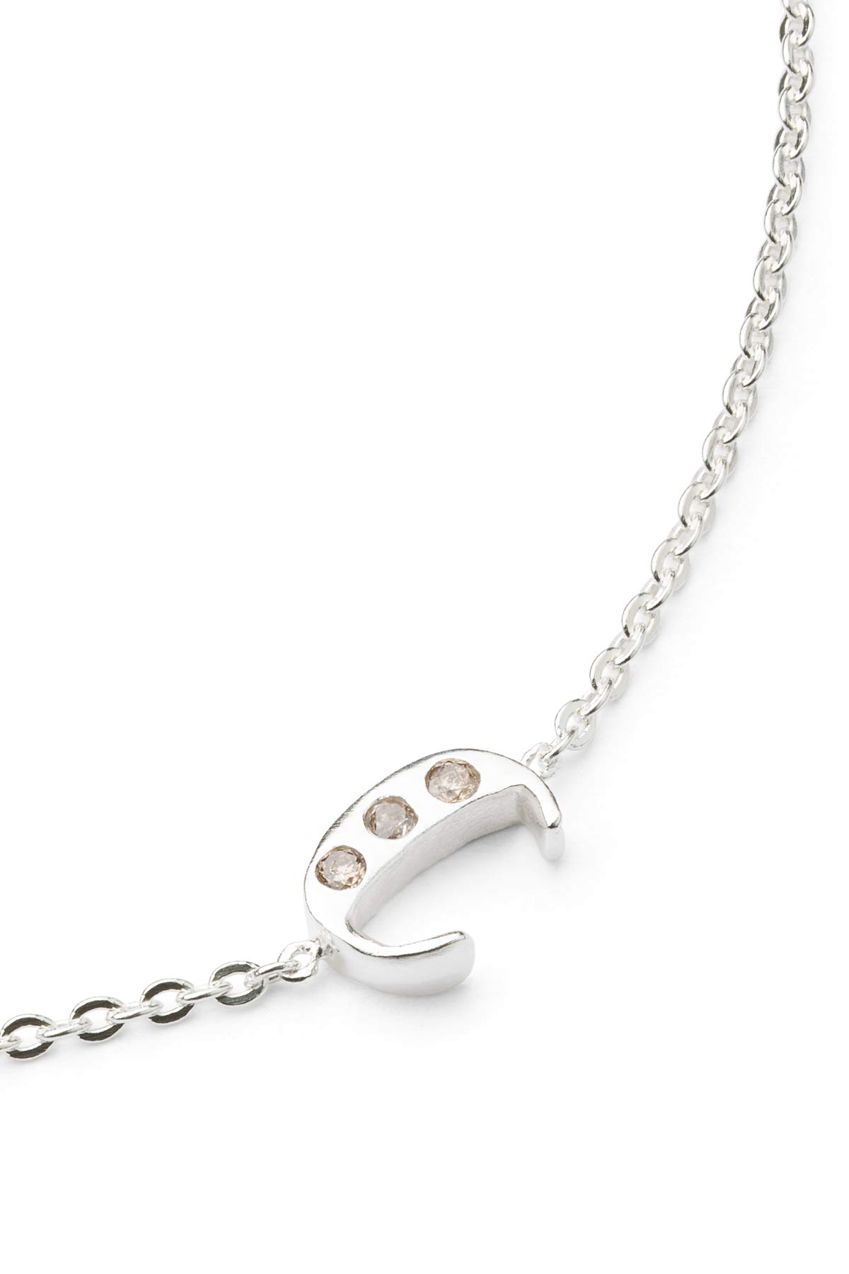 Diamond letter necklace - Rabens Momento I Silver w/ Champagne diamond Silver w/ Champagne diamond C 12 - Rabens Saloner