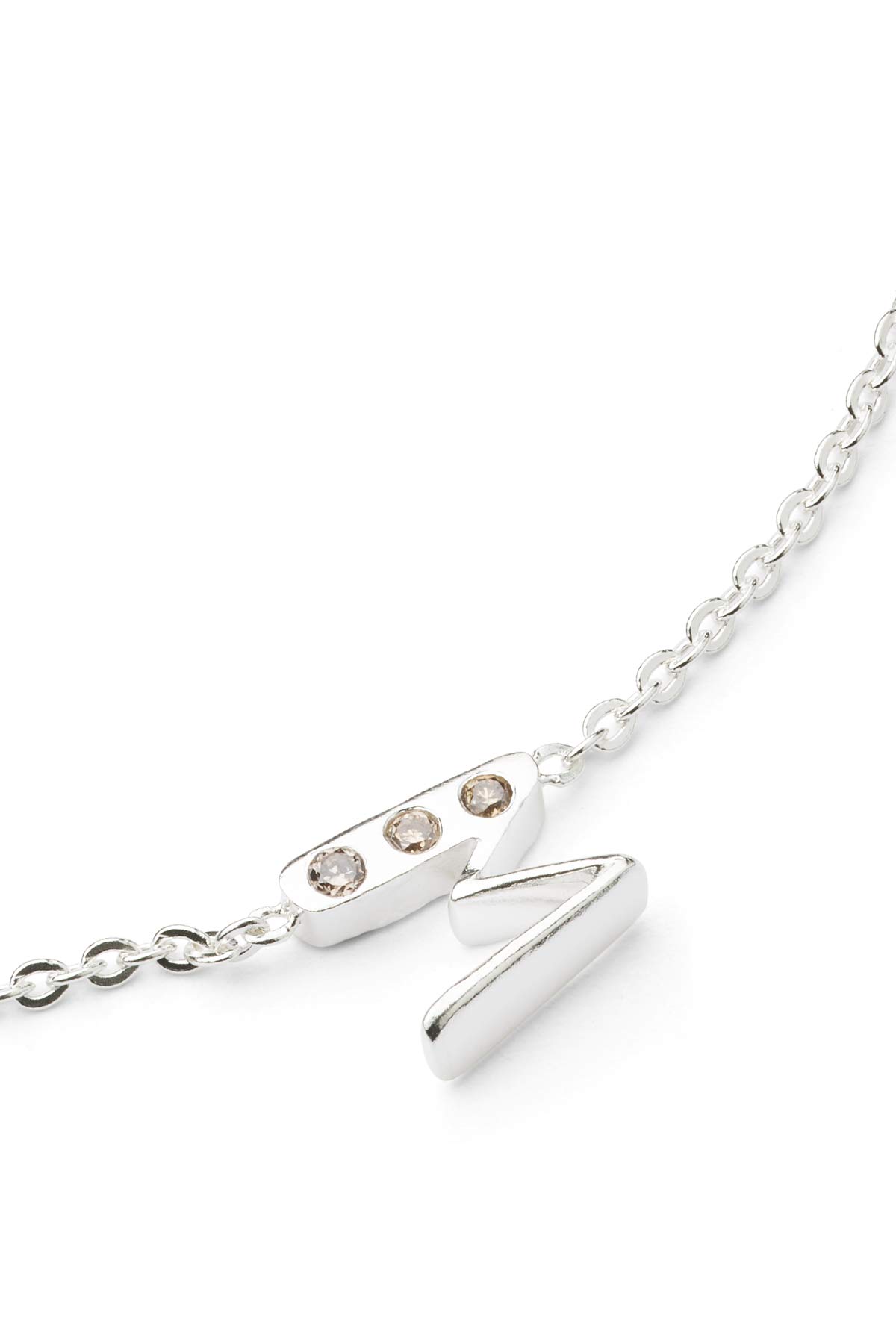Diamond letter necklace - Rabens Momento I Silver w/ Champagne diamond Silver w/ Champagne diamond M 4 - Rabens Saloner