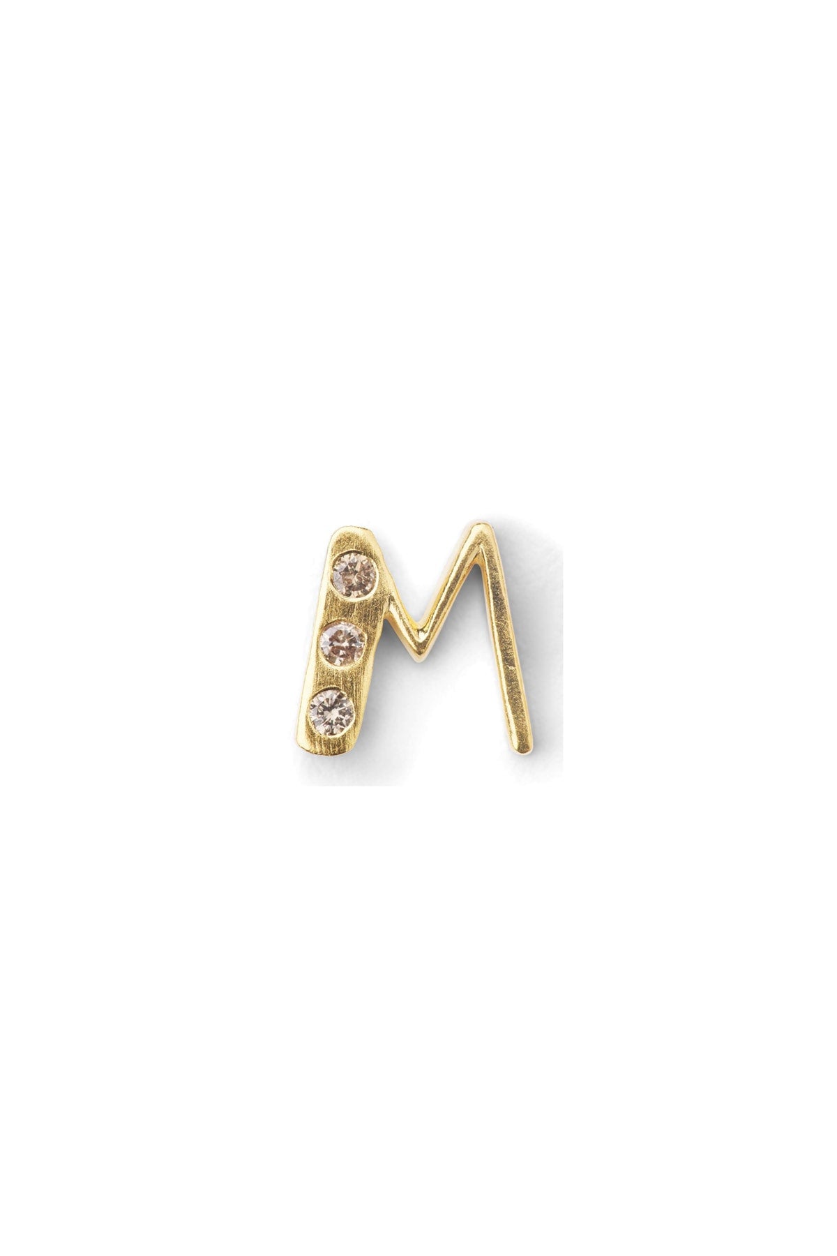 Diamond letter ear stud - Rabens Momento I Gold w/ Champaign diamond Gold w/ Champaign diamond M 1 - Rabens Saloner
