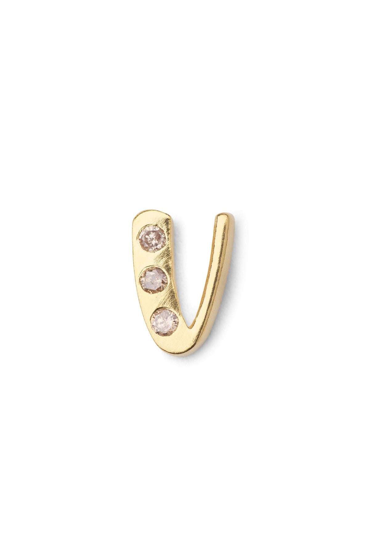 Diamond letter ear stud - Rabens Momento I Gold w/ Champaign diamond