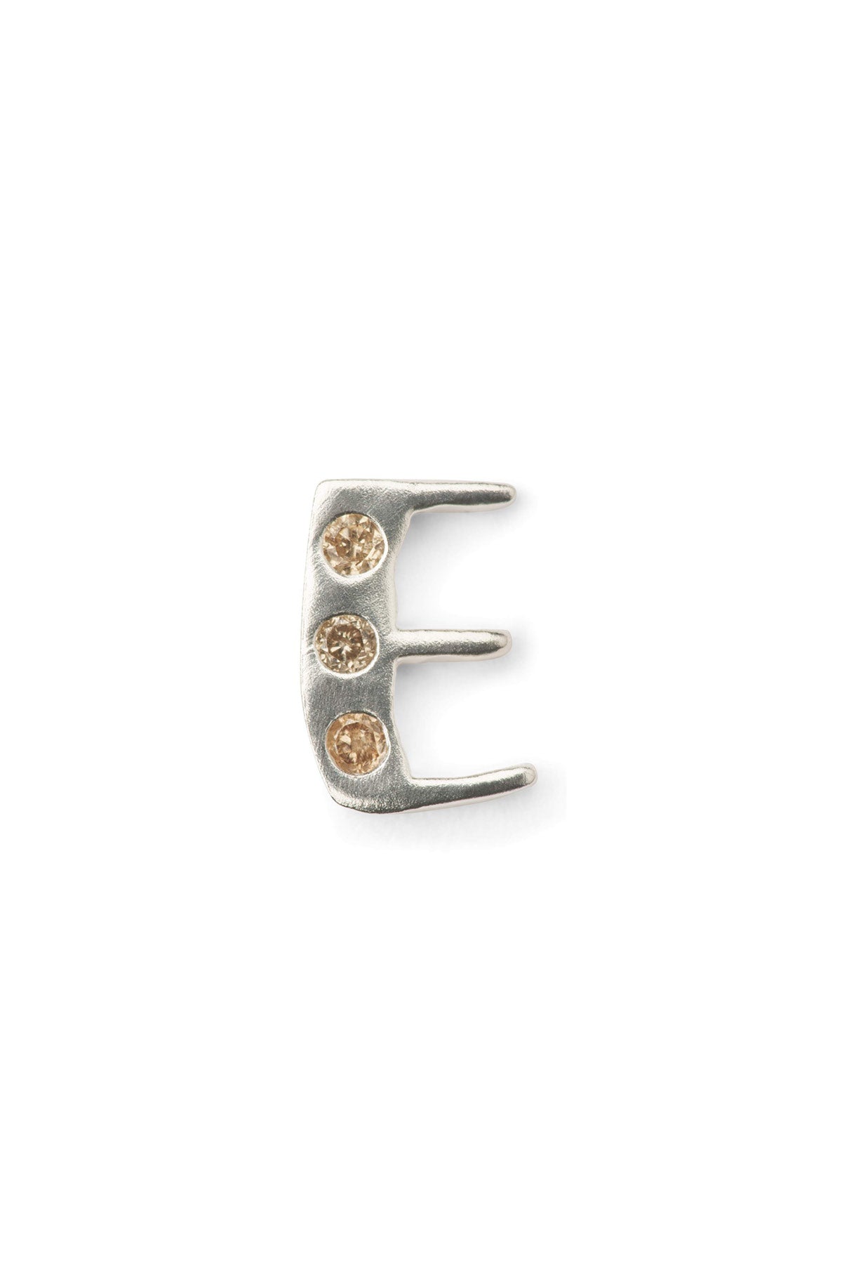Diamond letter ear stud - Rabens Momento I Silver w/ Champagne diamond Silver w/ Champagne diamond E 15 - Rabens Saloner