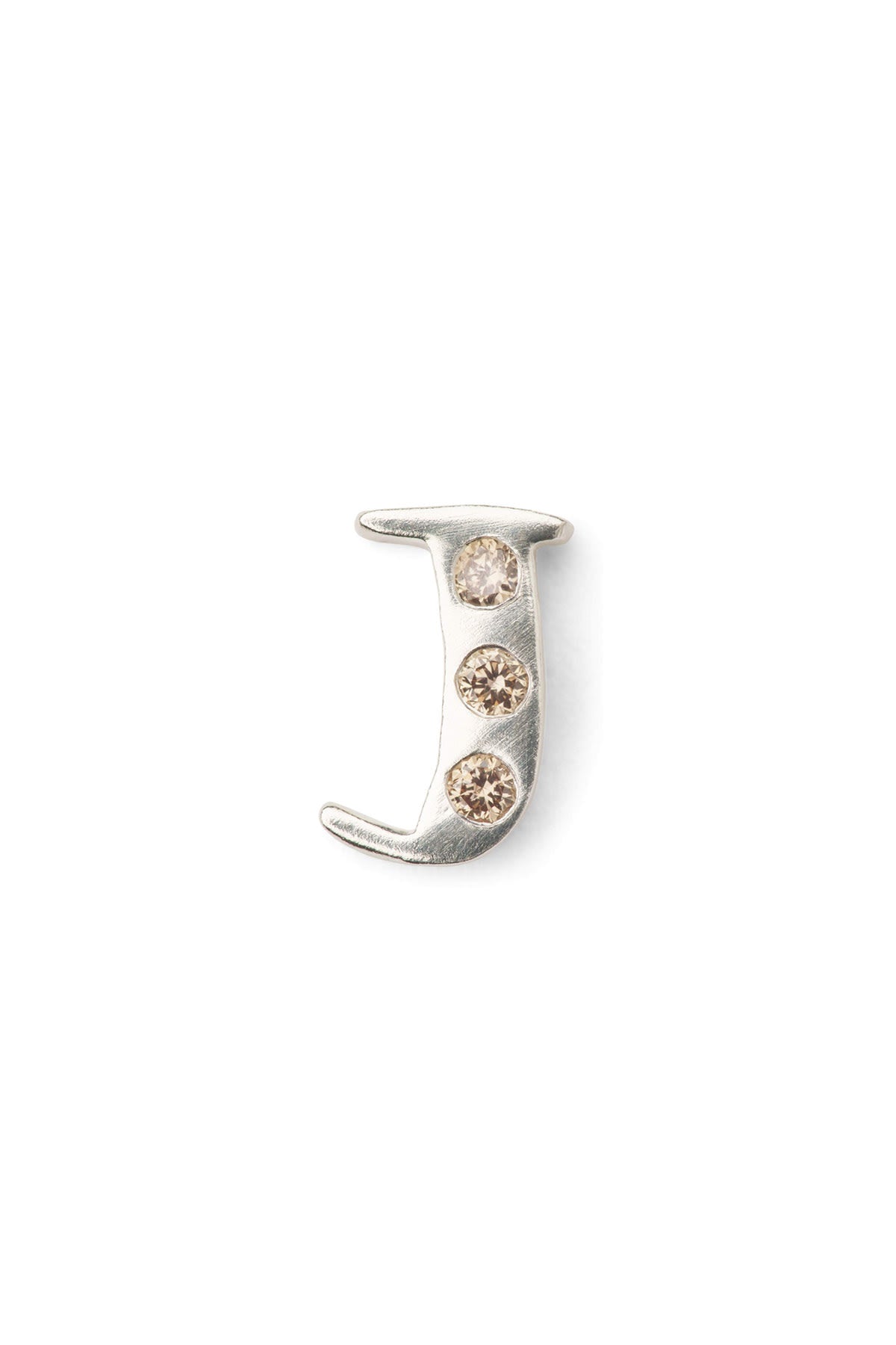 Diamond letter ear stud - Rabens Momento I Silver w/ Champagne diamond Silver w/ Champagne diamond J 25 - Rabens Saloner