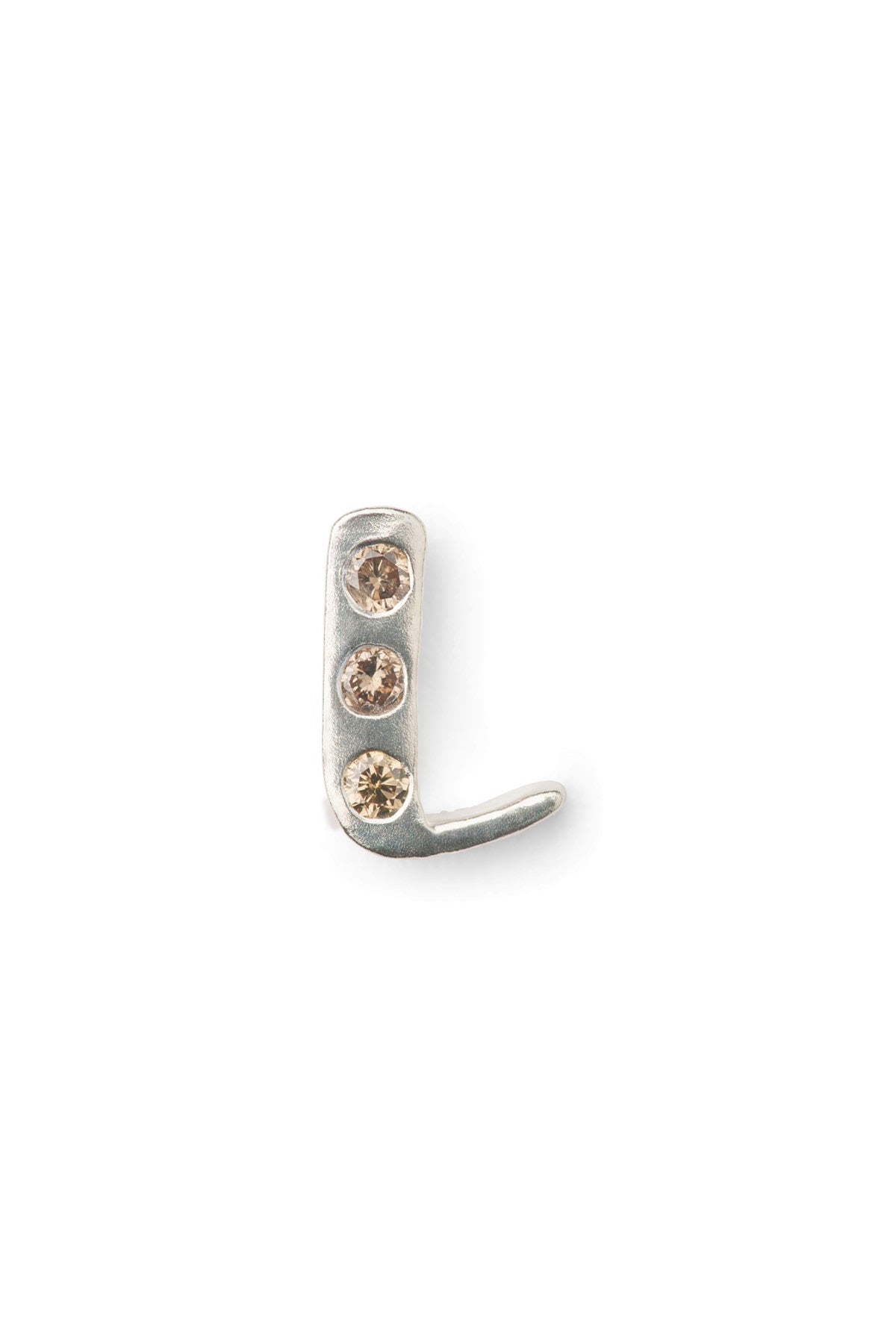 Diamond letter ear stud - Rabens Momento I Silver w/ Champaign diamond Silver w/ Champaign diamond L 3 - Rabens Saloner
