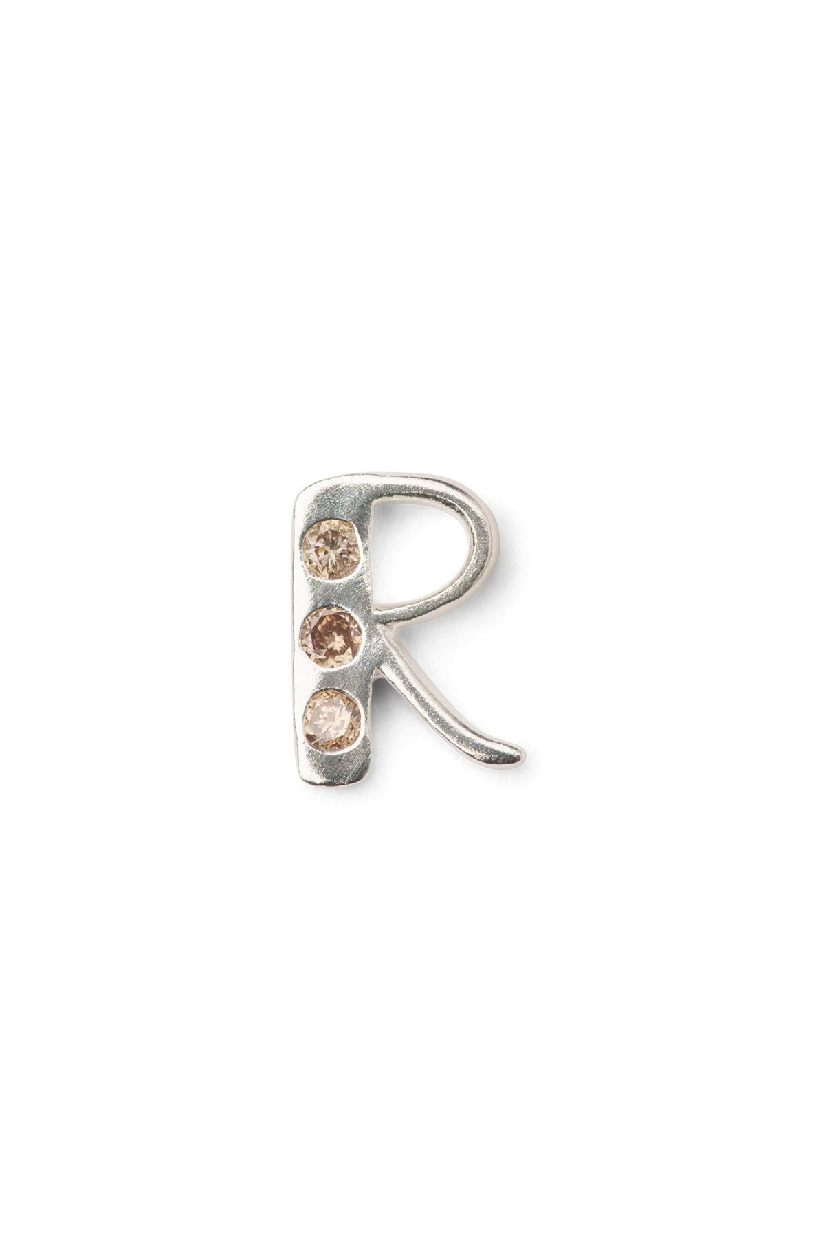 Diamond letter ear stud - Rabens Momento I Silver w/ Champaign diamond
