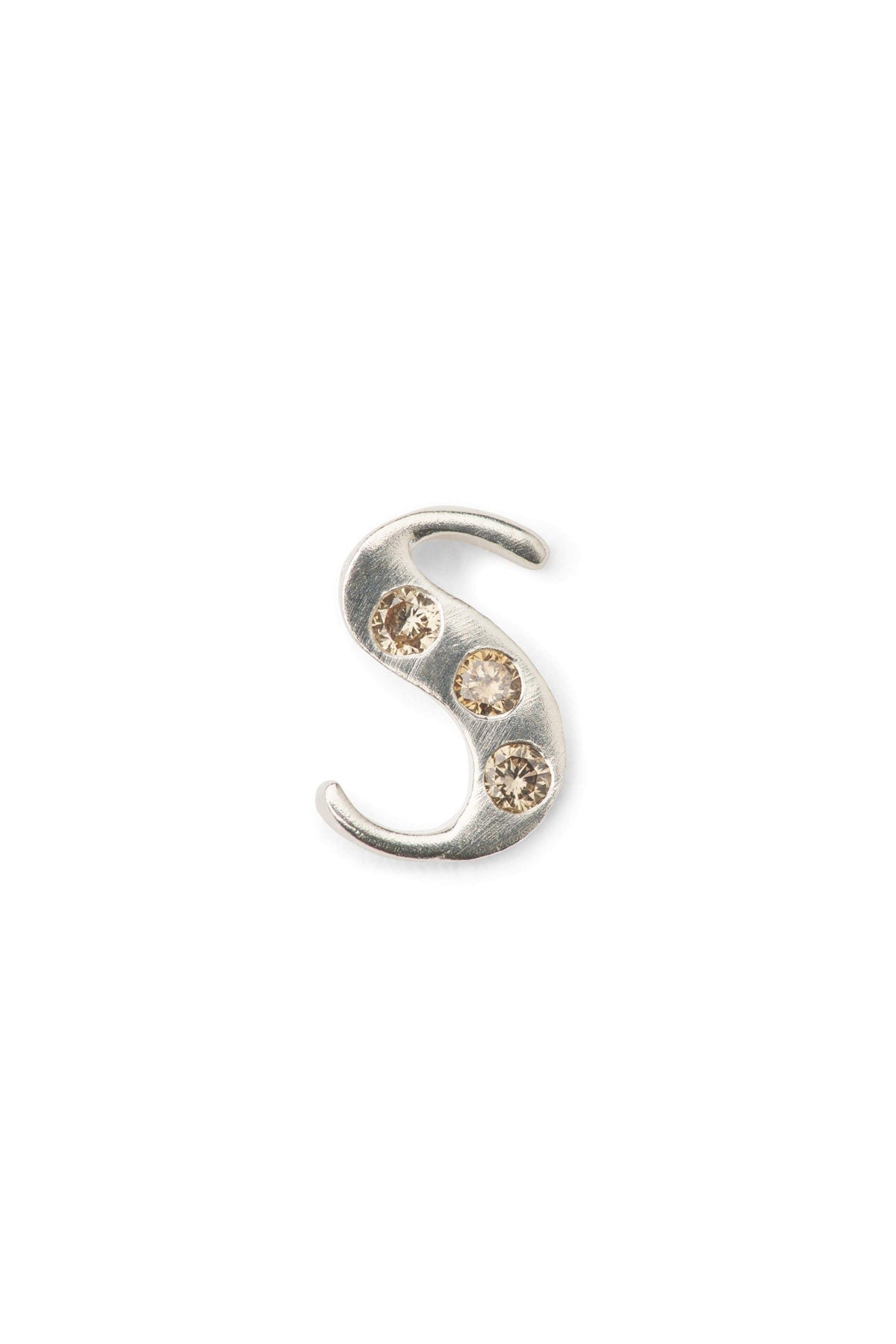 Diamond letter ear stud - Rabens Momento I Silver w/ Champagne diamond Silver w/ Champagne diamond S 1 - Rabens Saloner
