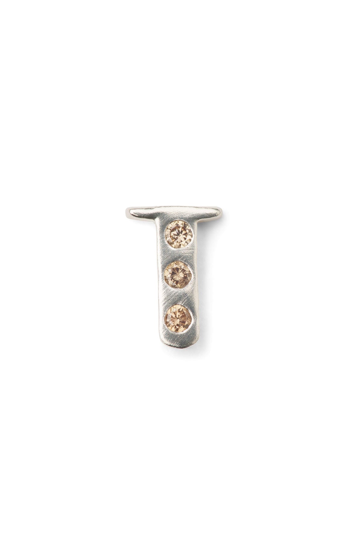 Diamond letter ear stud - Rabens Momento I Silver w/ Champagne diamond
