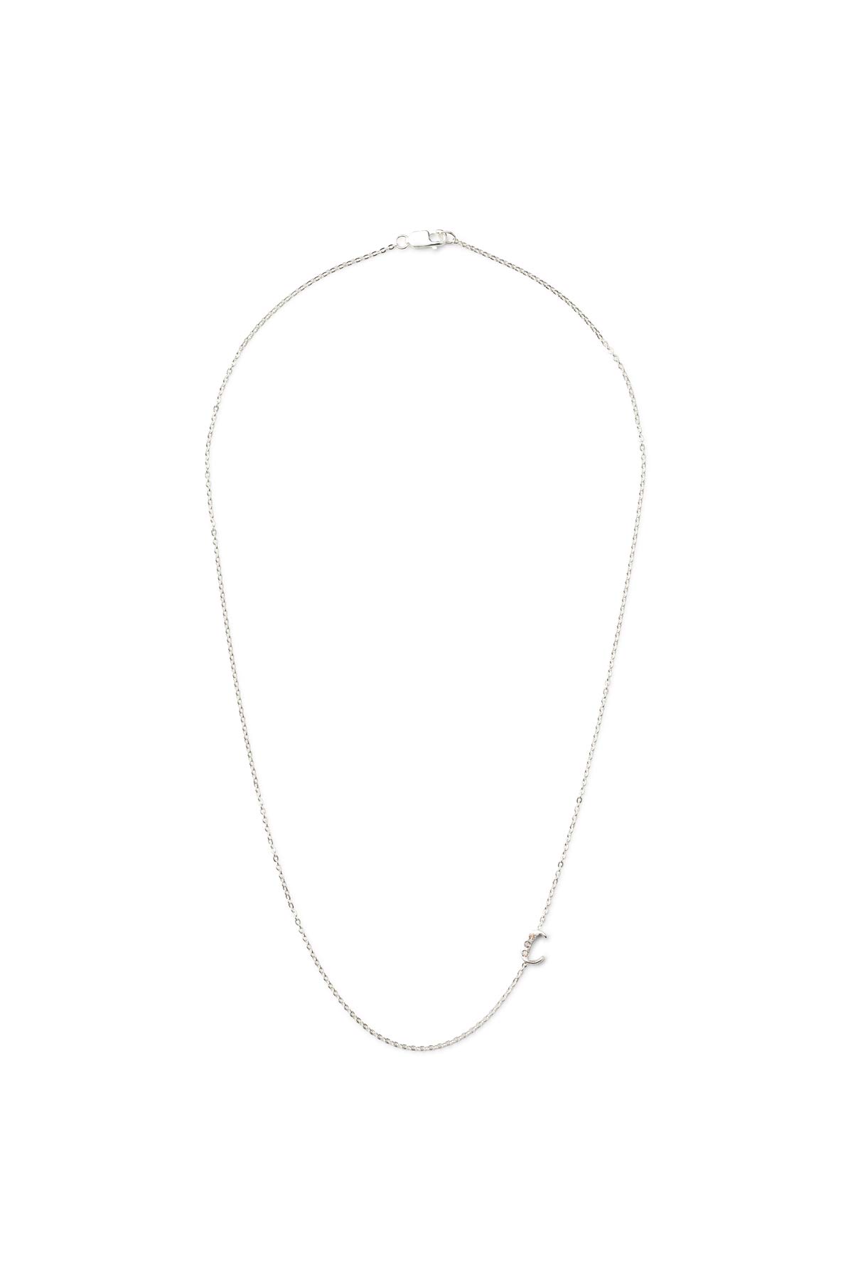 Diamond letter necklace - Rabens Momento I Silver w/ Champagne diamond 13 - Rabens Saloner