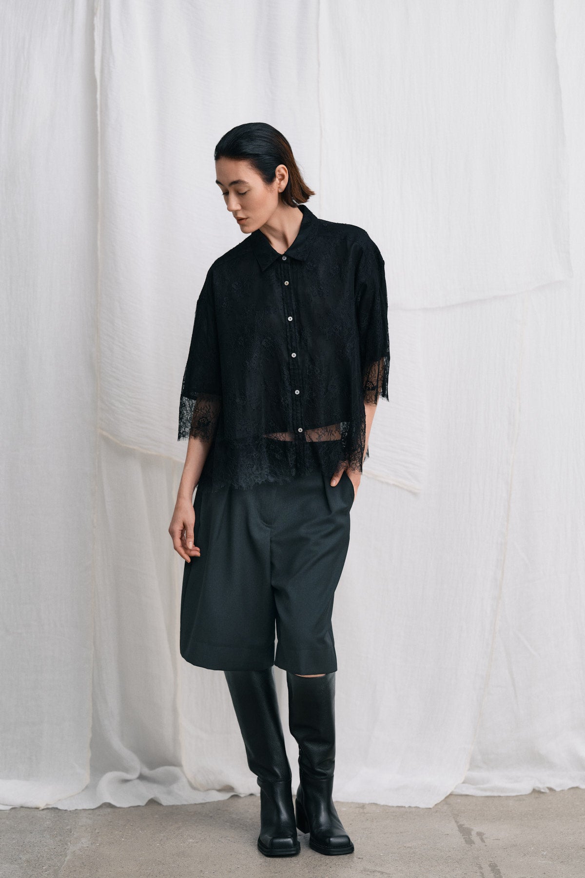 Babara - Laced multi layer shirt I Black 6 - Rabens Saloner