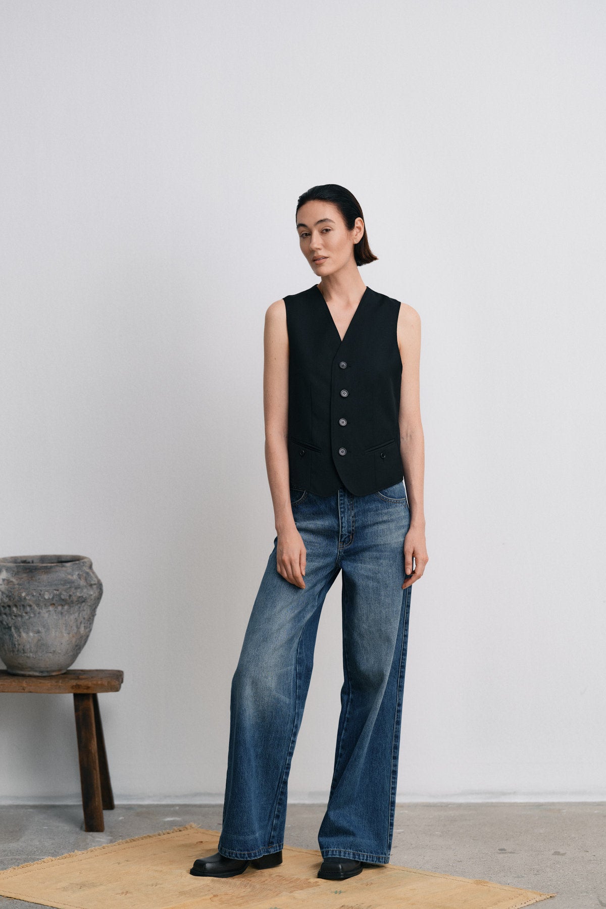 Dalia - Denim retro fit pants I Dark indigo 7 - Rabens Saloner