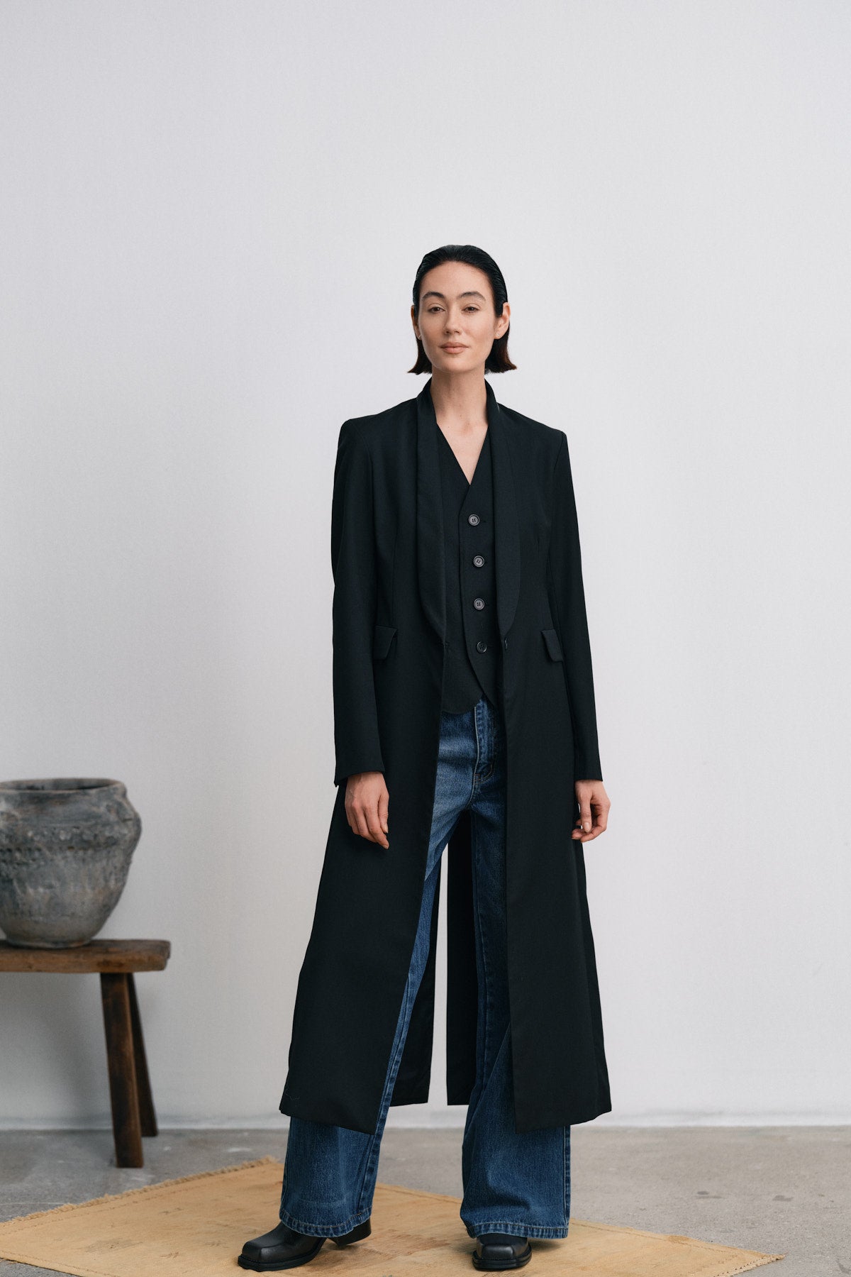 Talma - Smooth tailoring long jacket I Black 8 - Rabens Saloner