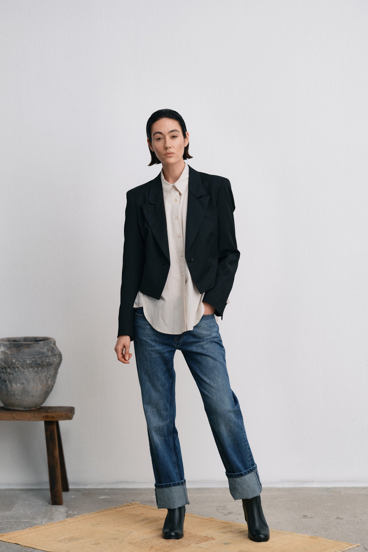 Lorelei - Denim loose fit pants I Dark indigo 9 - Rabens Saloner
