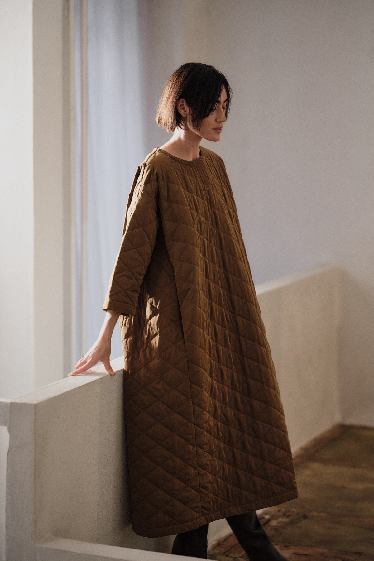Pamala - Tech quilt dress I Chestnut 7 - Rabens Saloner