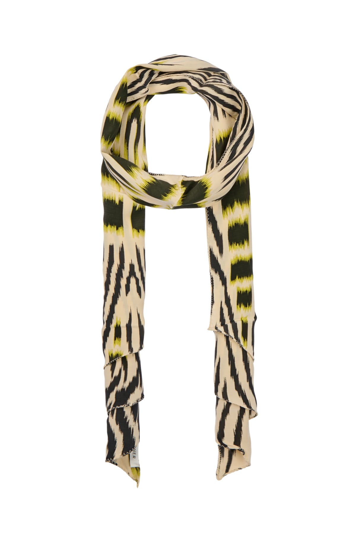 Tatiana - Ikat tie scarf I Citrus black dark beige 1 - Rabens Saloner
