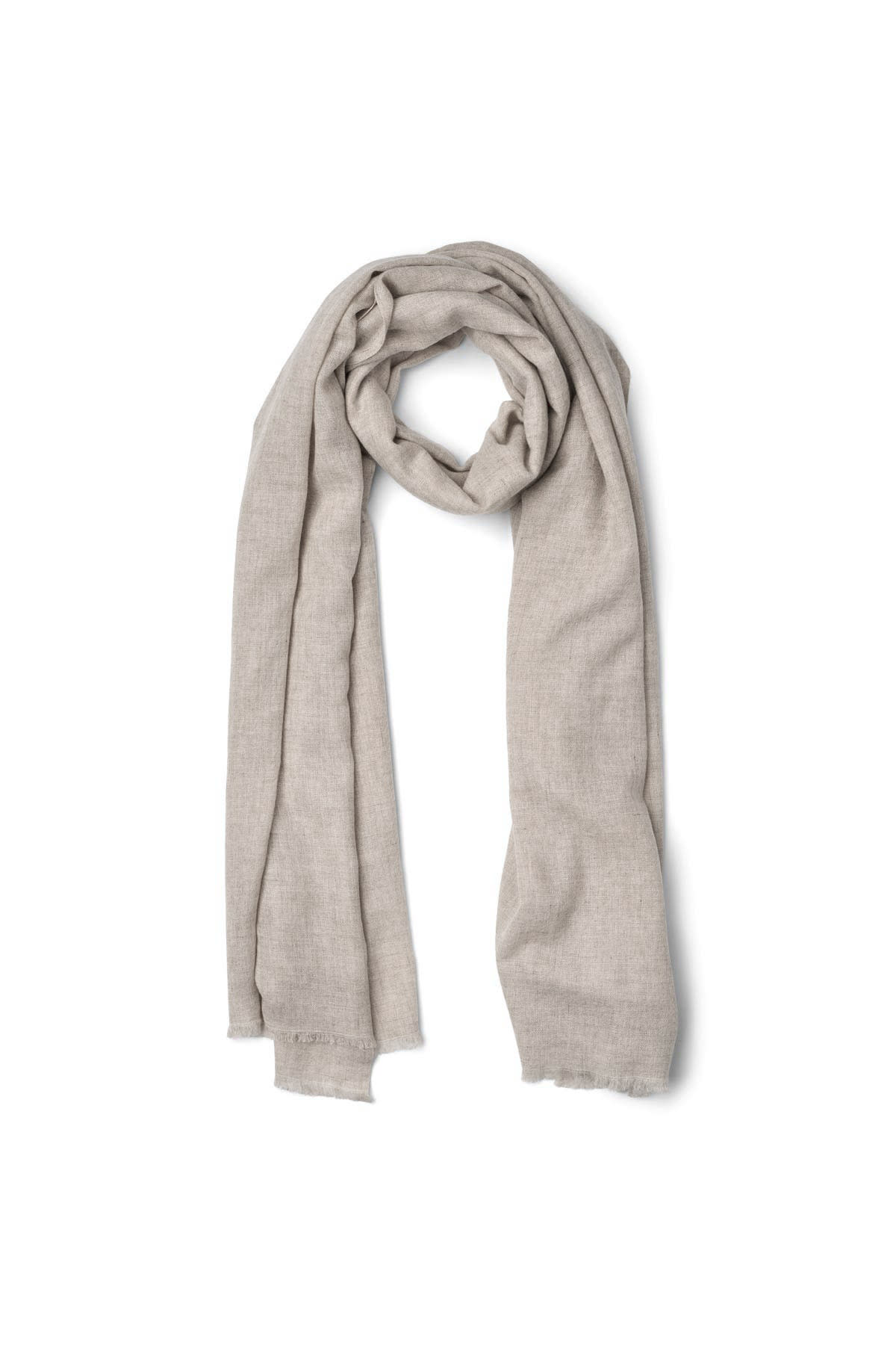 Caroliva - Wool cash scarf I Light grey melange 1 - Rabens Saloner