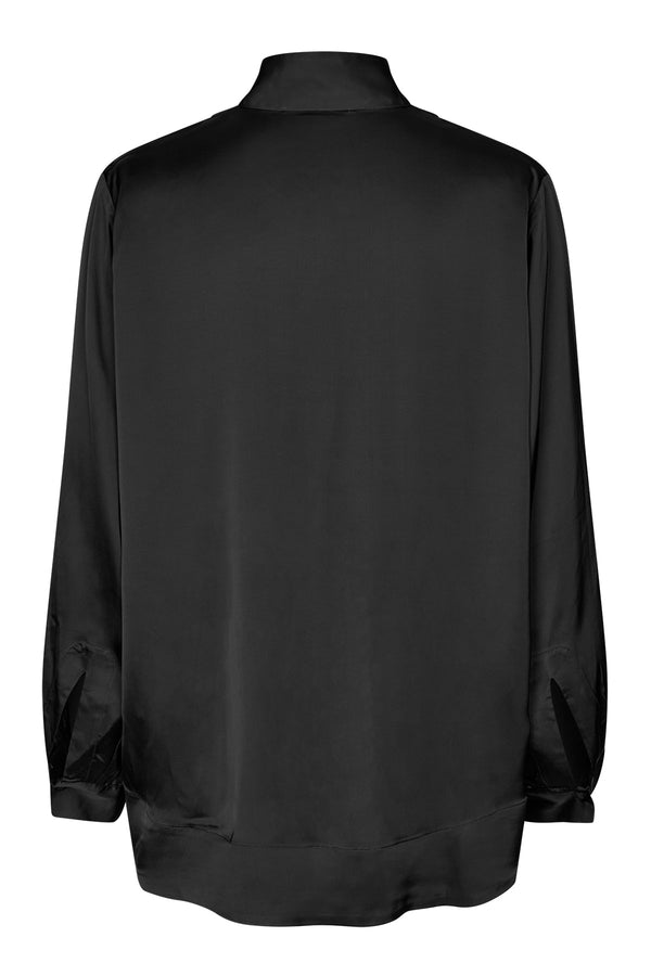 Abiha - Stretch sheen blouse I Pirate Black    2 - Rabens Saloner