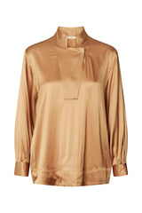 Abiha - Stretch sheen blouse I Hazelnut Hazelnut XS  5 - Rabens Saloner