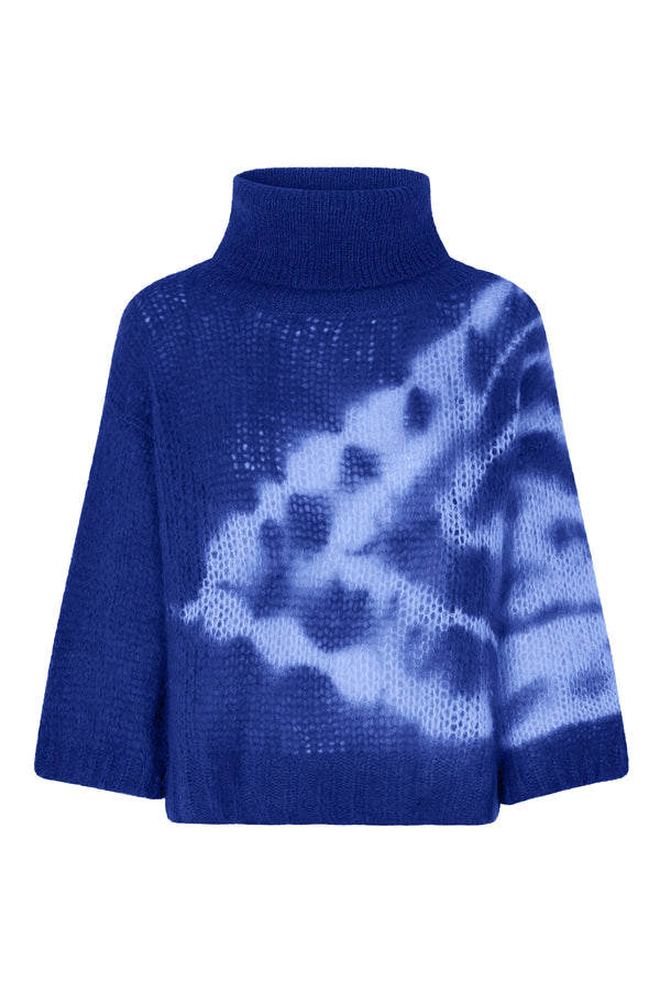 Tahani - Echo knit roll neck sweater I Blue combo Blue combo XS  1 - Rabens Saloner