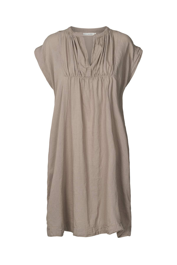 Lotti - Cotton short dress I Pearl grey