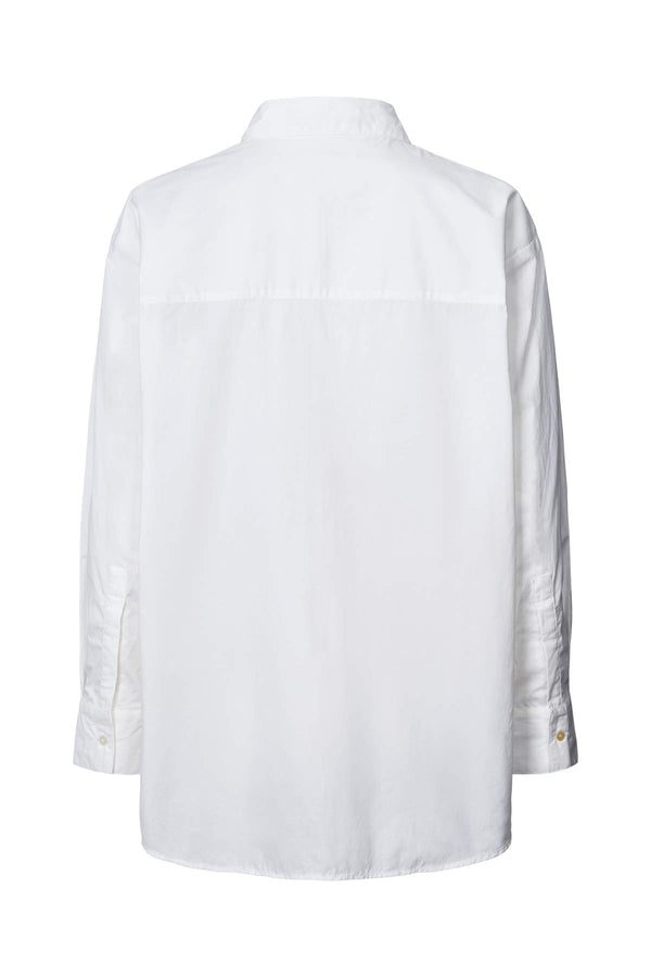 Lorna - Poplin bib front shirt I White