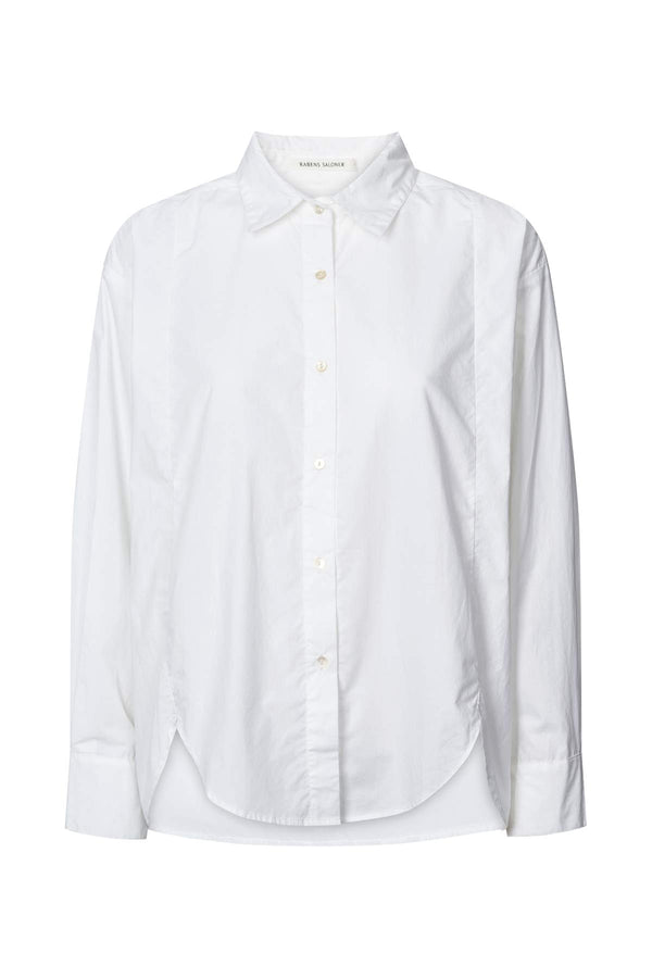 Lorna - Poplin bib front shirt I White