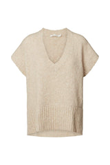 Minte - Freckled knit tunic vest I Beige Beige XS/S  3 - Rabens Saloner