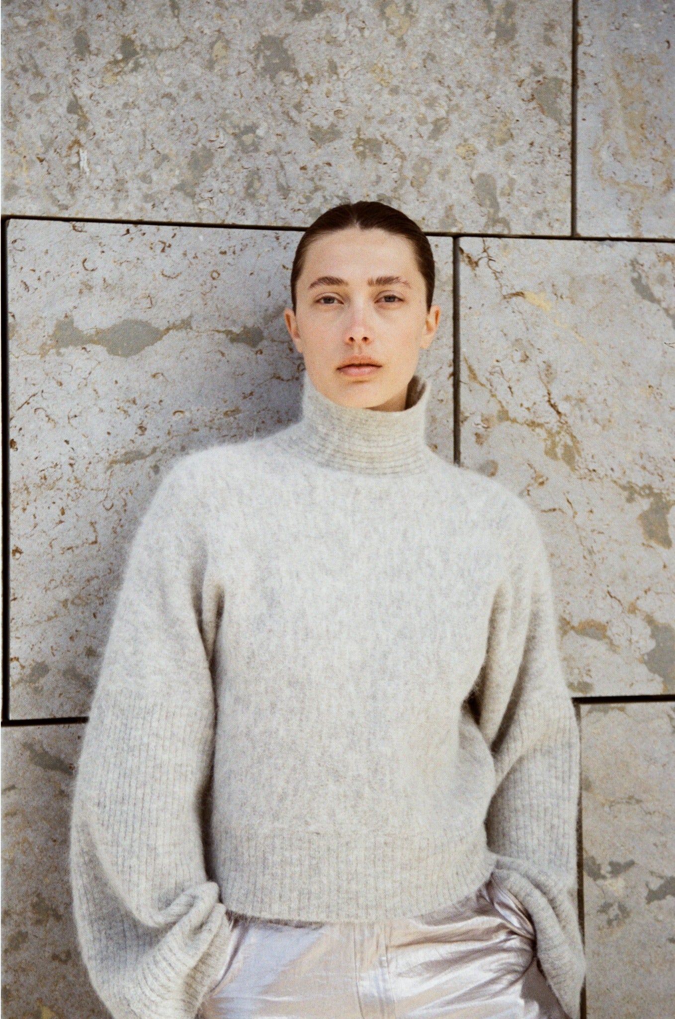 Hiam - Fluffy boxy sweater I Light grey melange 2 - Rabens Saloner