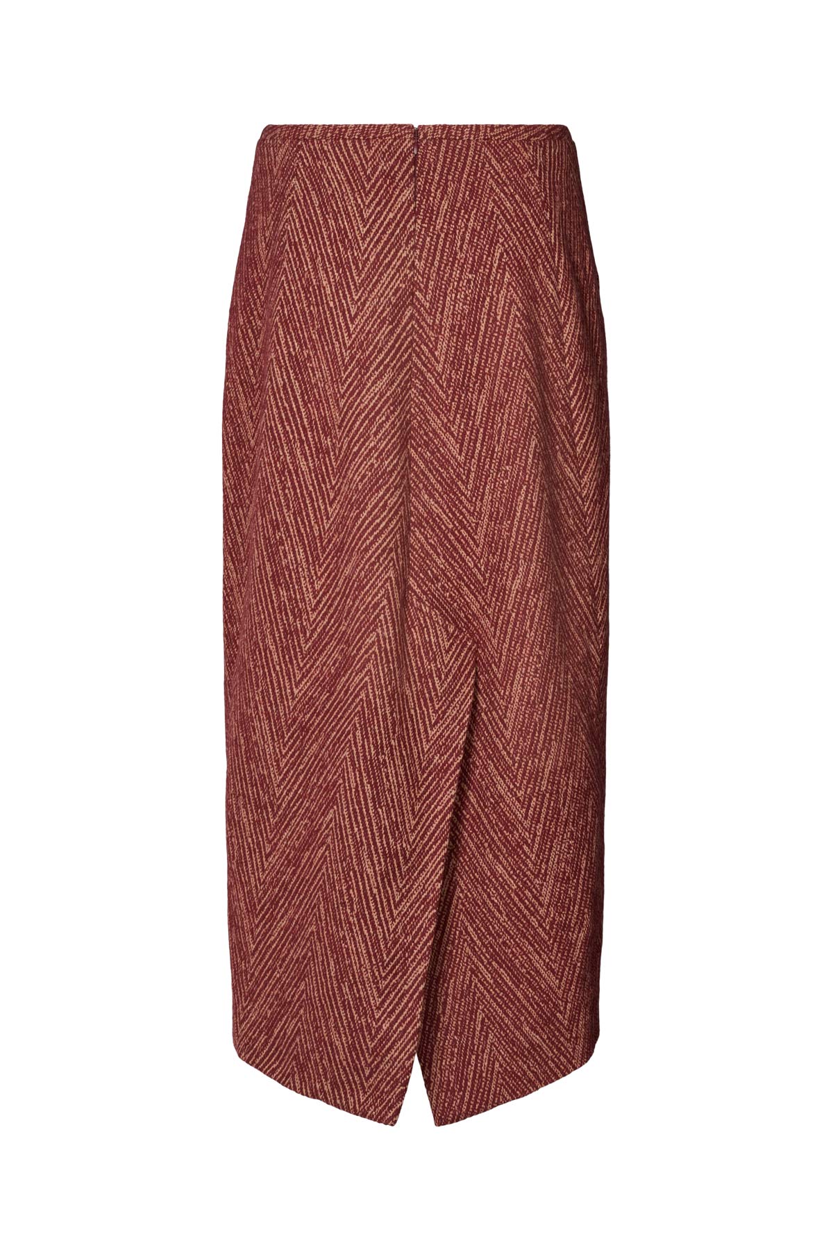 Luzie - Herringbone long skirt I Burgundy combo 4 - Rabens Saloner