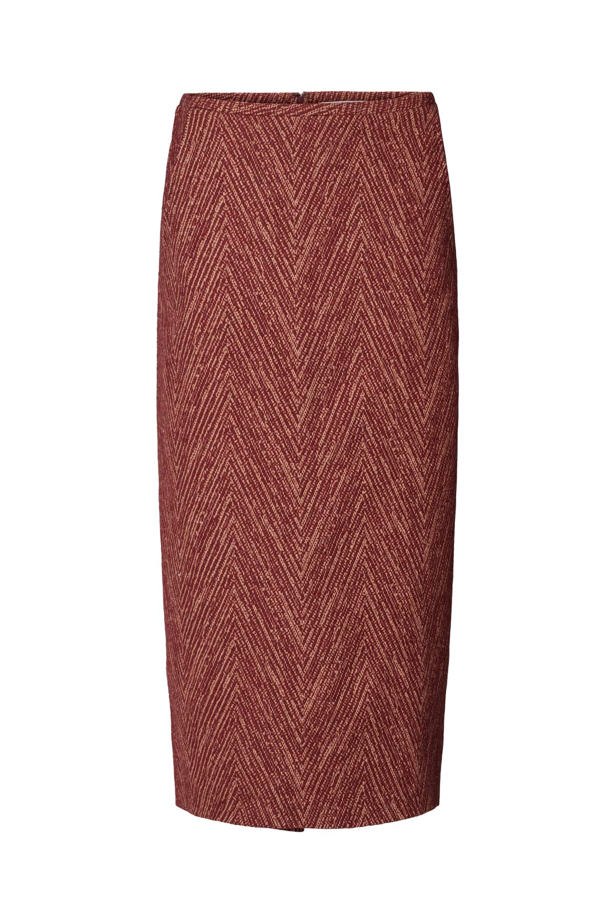 Luzie - Herringbone long skirt I Burgundy combo Burgundy combo XS 3 - Rabens Saloner