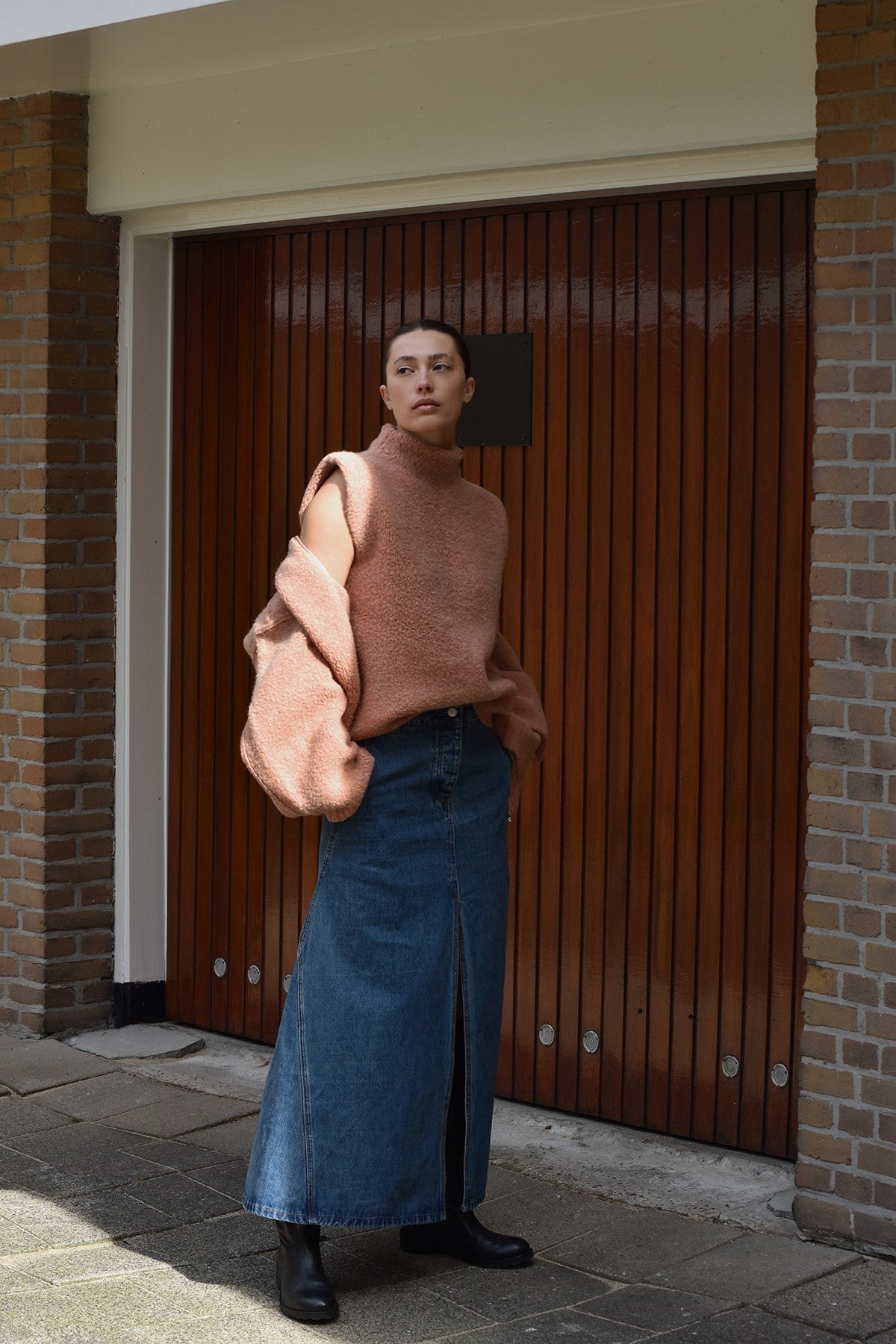 Henrike - Denim panelled skirt I Washed indigo 1 - Rabens Saloner