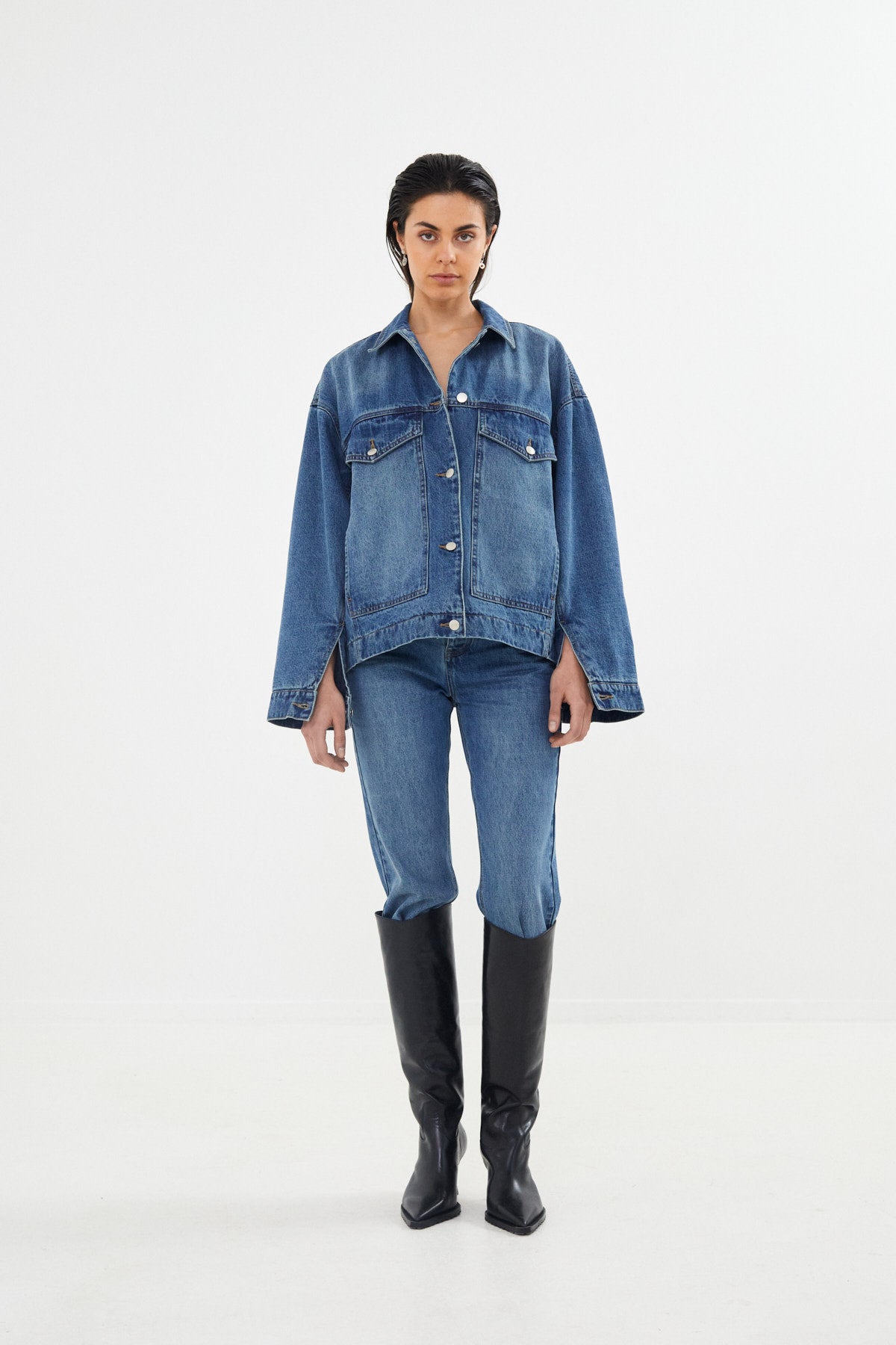 Hellelou - Denim jacket I Washed indigo 4 - Rabens Saloner