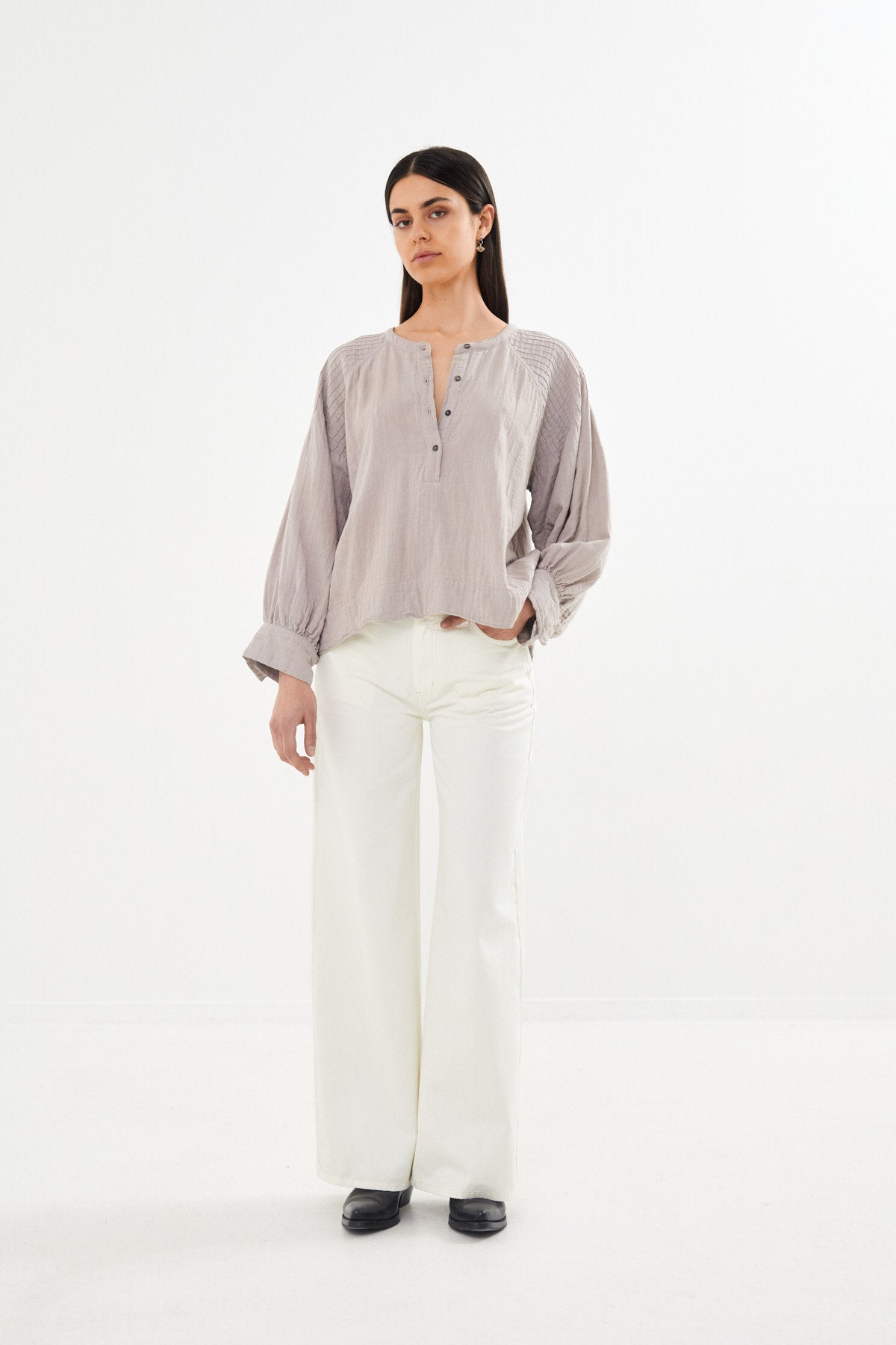 Ini - Canvas light pants I Winter white 1 - Rabens Saloner