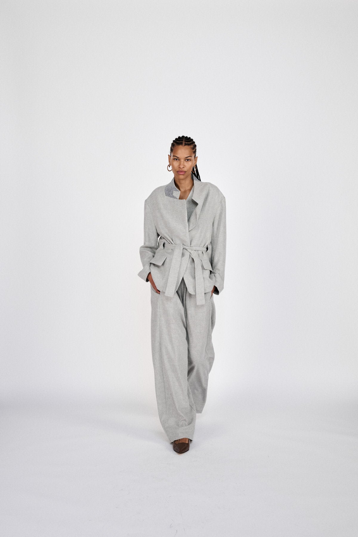 Ethena - Drapy tailoring jacket I Grey melange 4 - Rabens Saloner