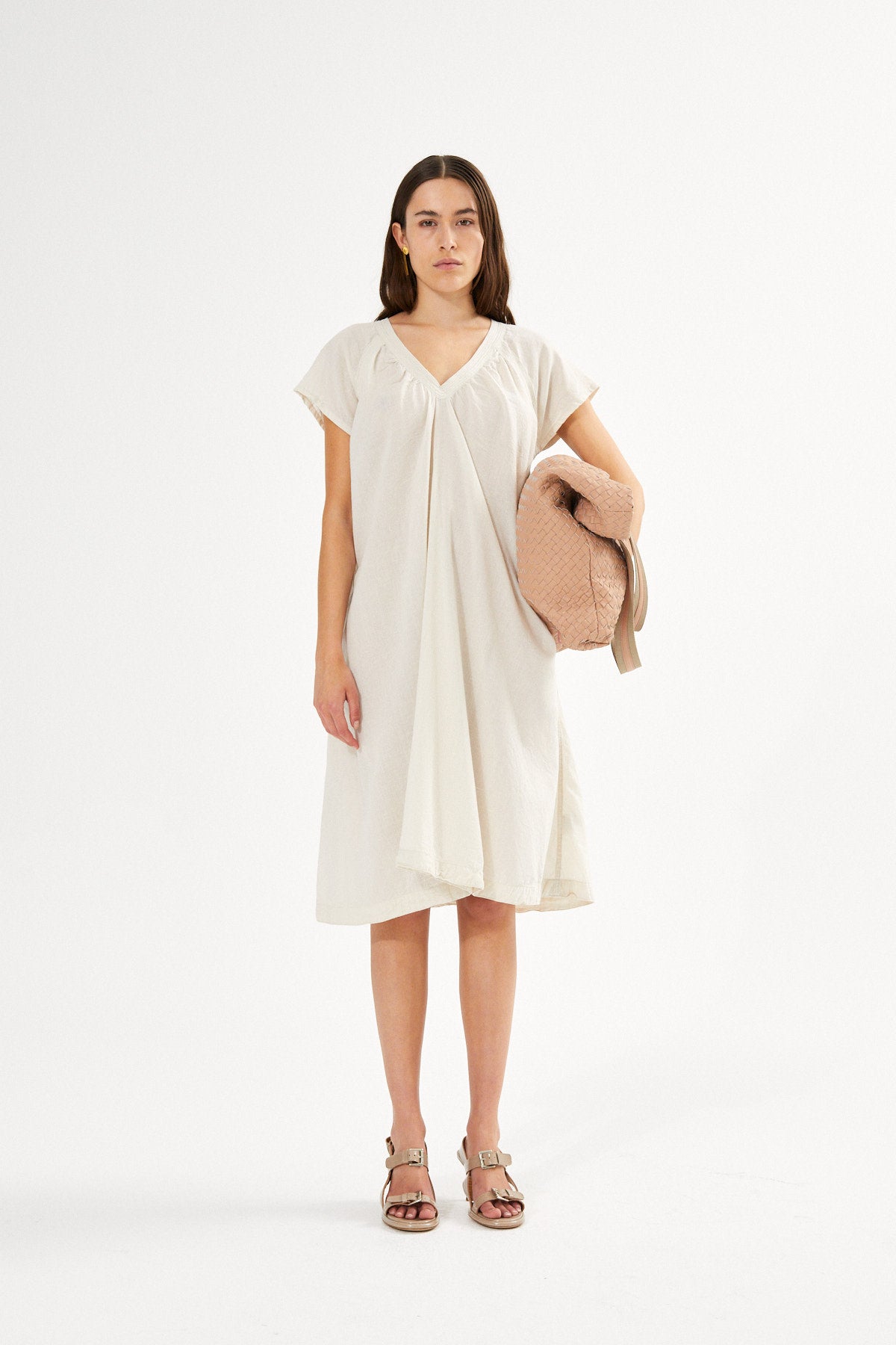 Divine - Cotton V-neck short dress I Black 3 - Rabens Saloner