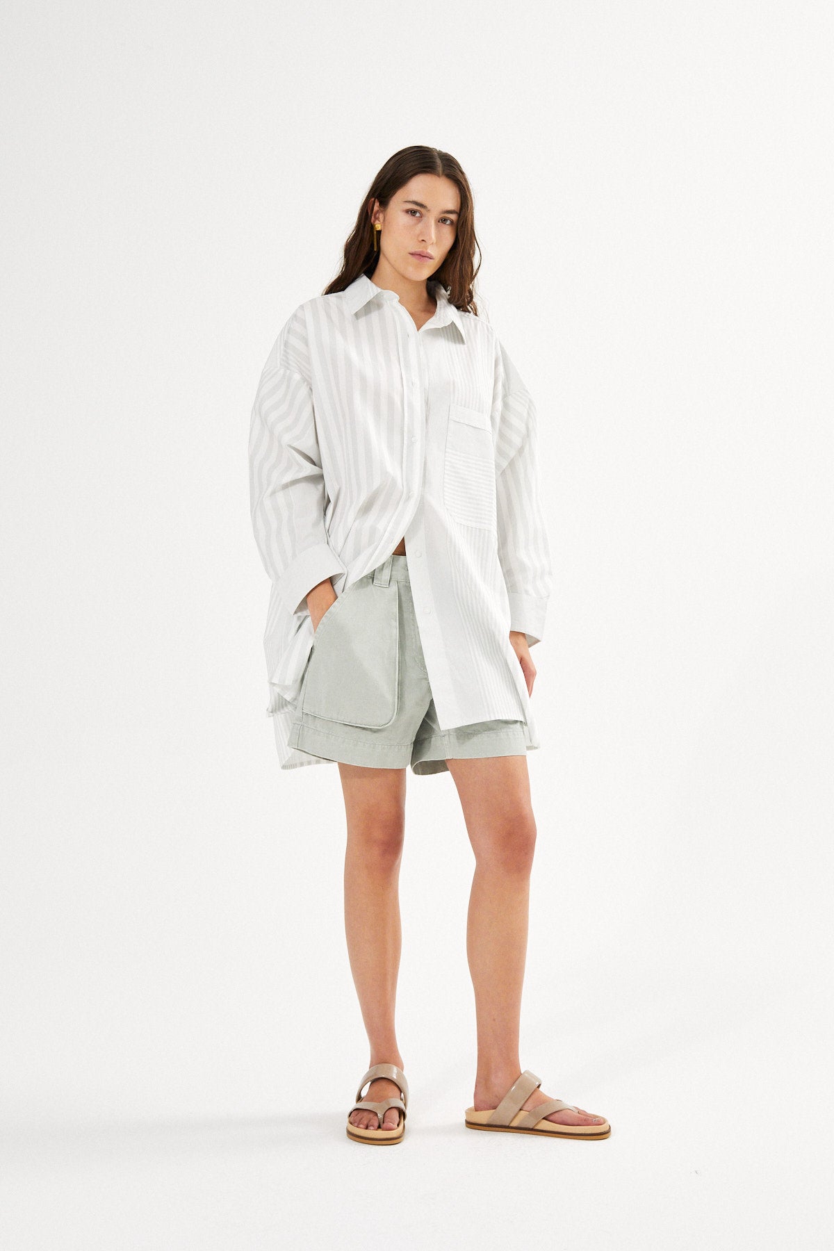 Bobbie - Medley stripe oversized shirt I Navy stripe 4 - Rabens Saloner