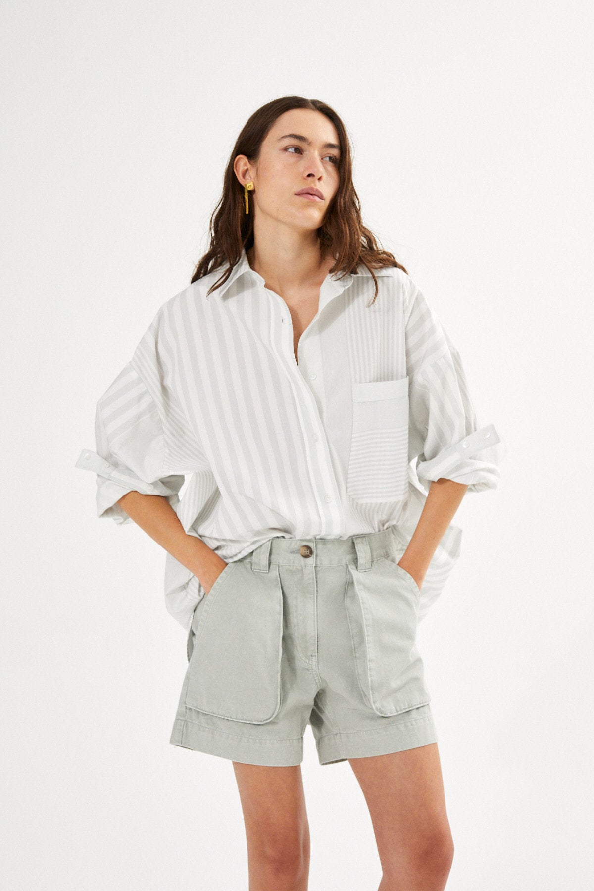 Bobbie - Medley stripe oversized shirt I Navy stripe 5 - Rabens Saloner