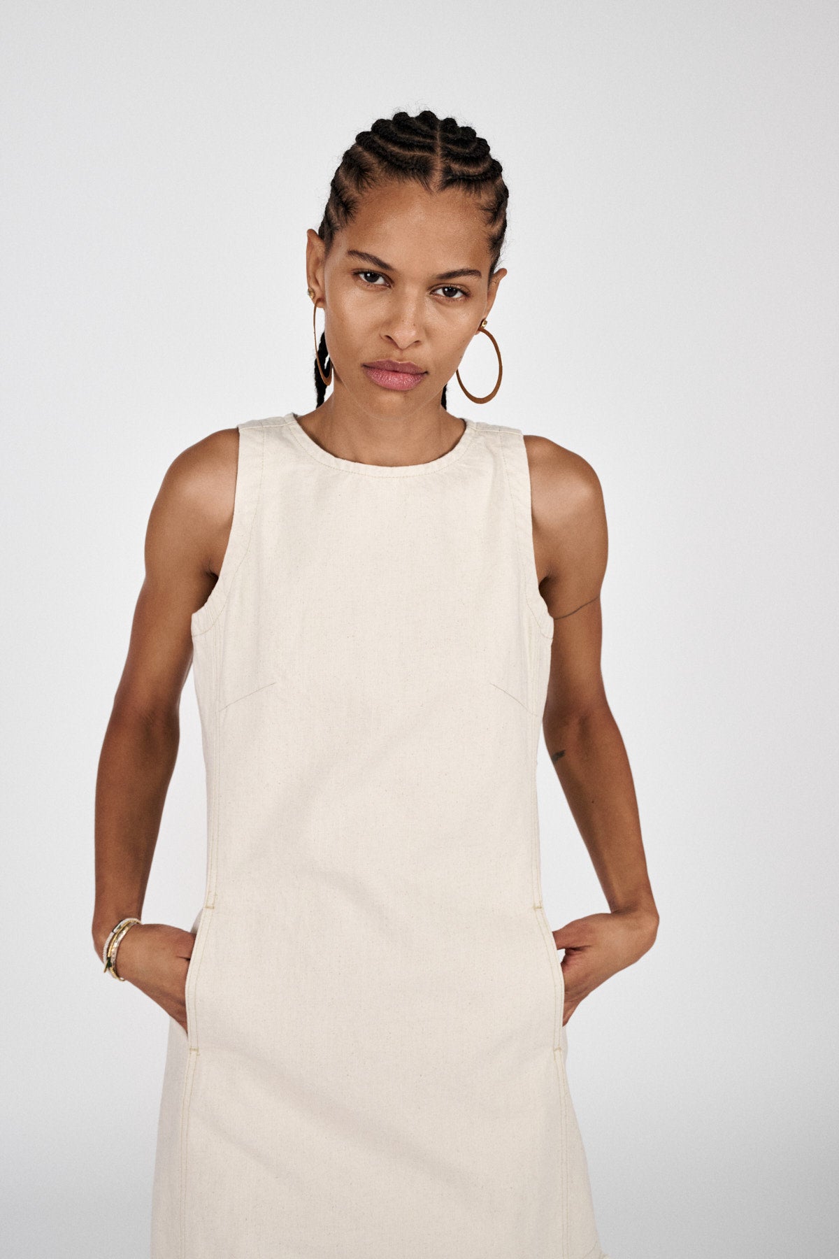 Lizl - Denim ecru dress I Ecru 2 - Rabens Saloner