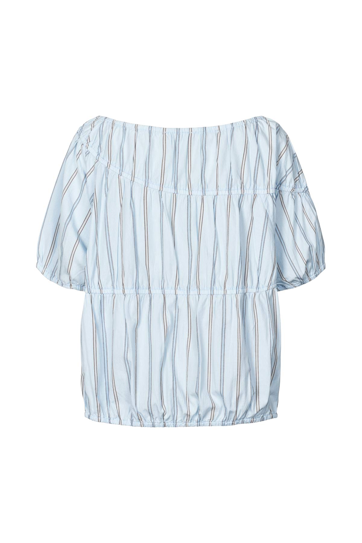 Lotte - Reverse stripe elasticated top I Blue pyjama stripe 6 - Rabens Saloner