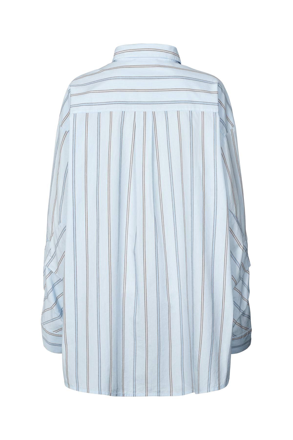 Bobbies - Reverse stripe oversized shirt I Blue pyjama stripe 3 - Rabens Saloner