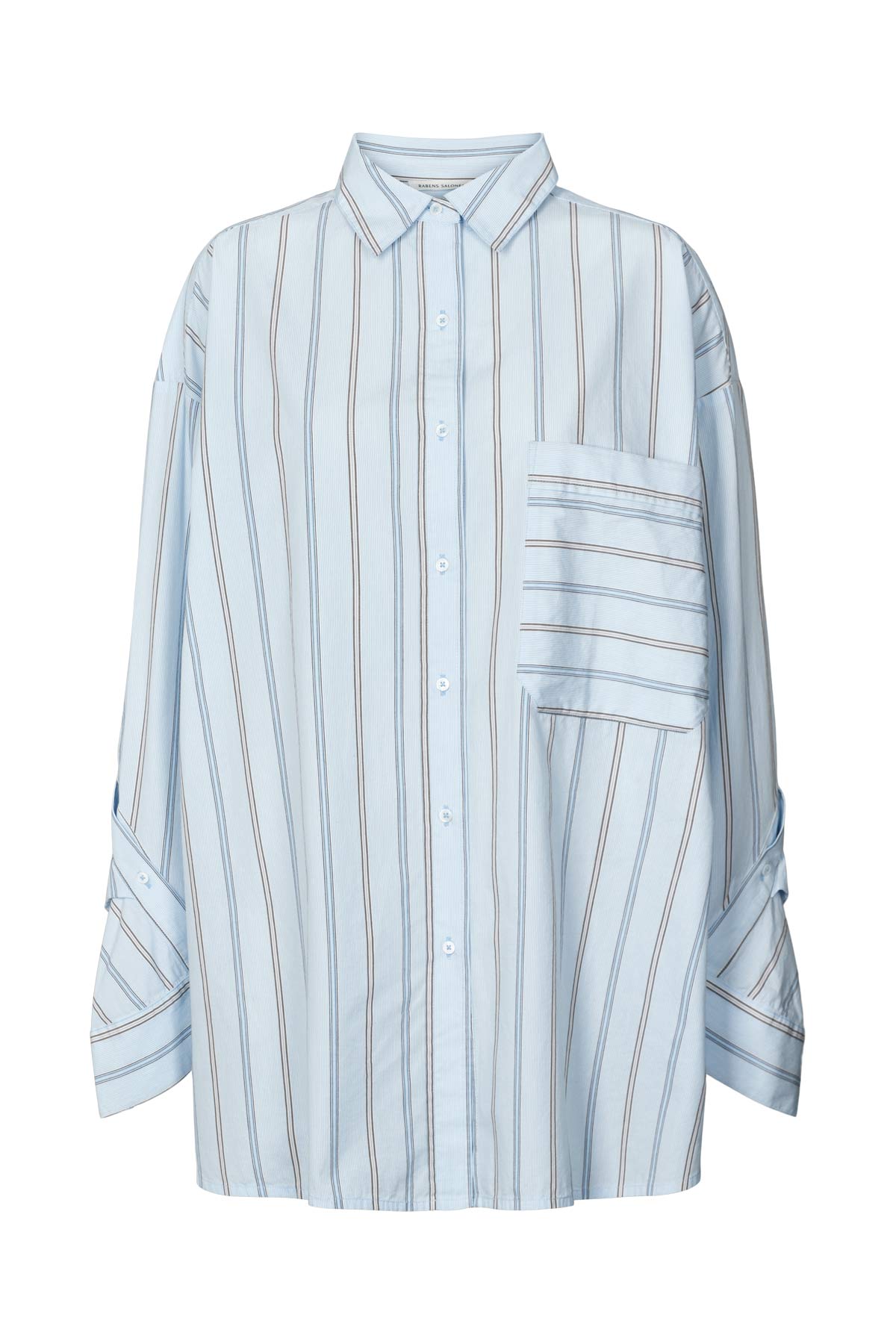 Bobbies - Reverse stripe oversized shirt I Blue pyjama stripe Blue pyjama stripe XS/S 2 - Rabens Saloner