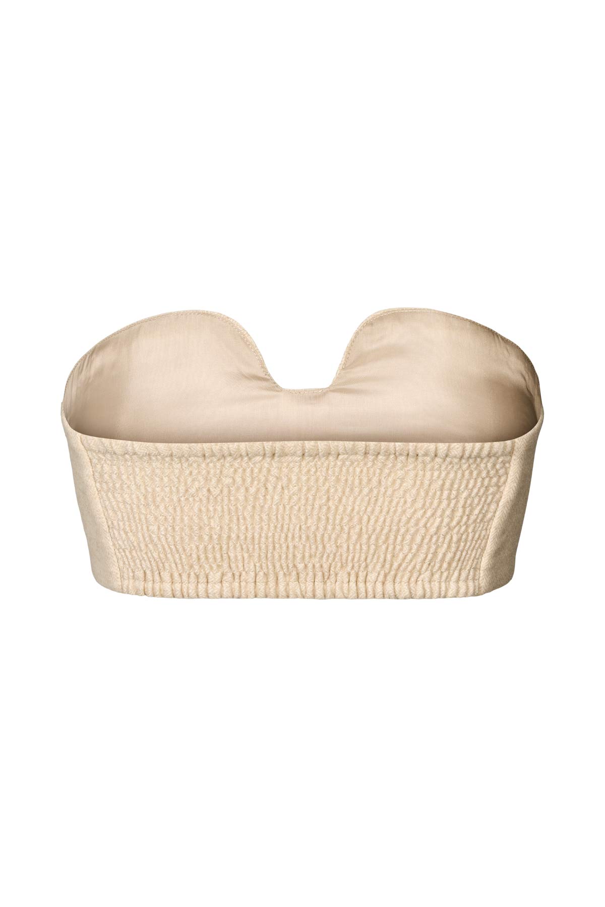 Luh - Mini herringbone bandeau top I Light sand 4 - Rabens Saloner