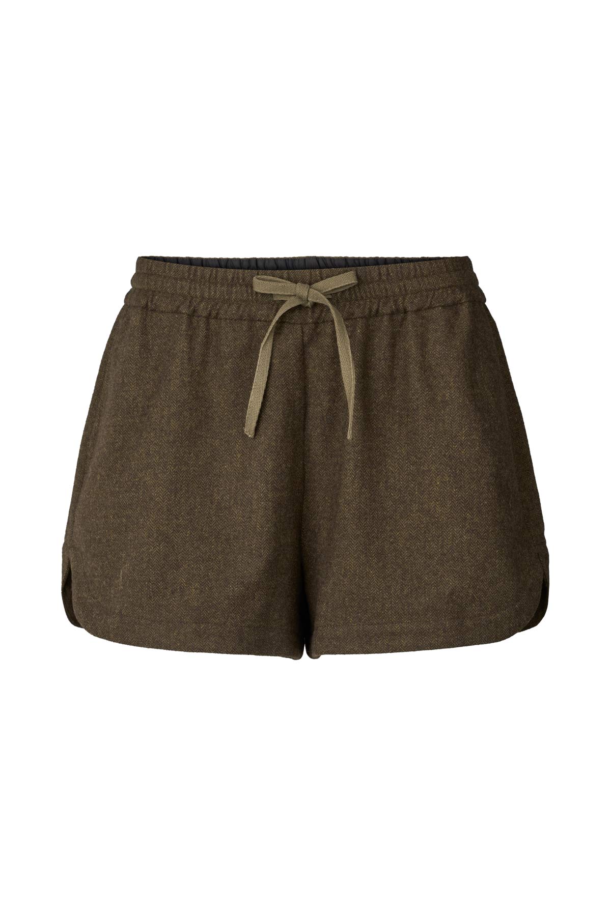 Olu - Mini herringbone shorts I Dark brown Dark brown XS 5 - Rabens Saloner
