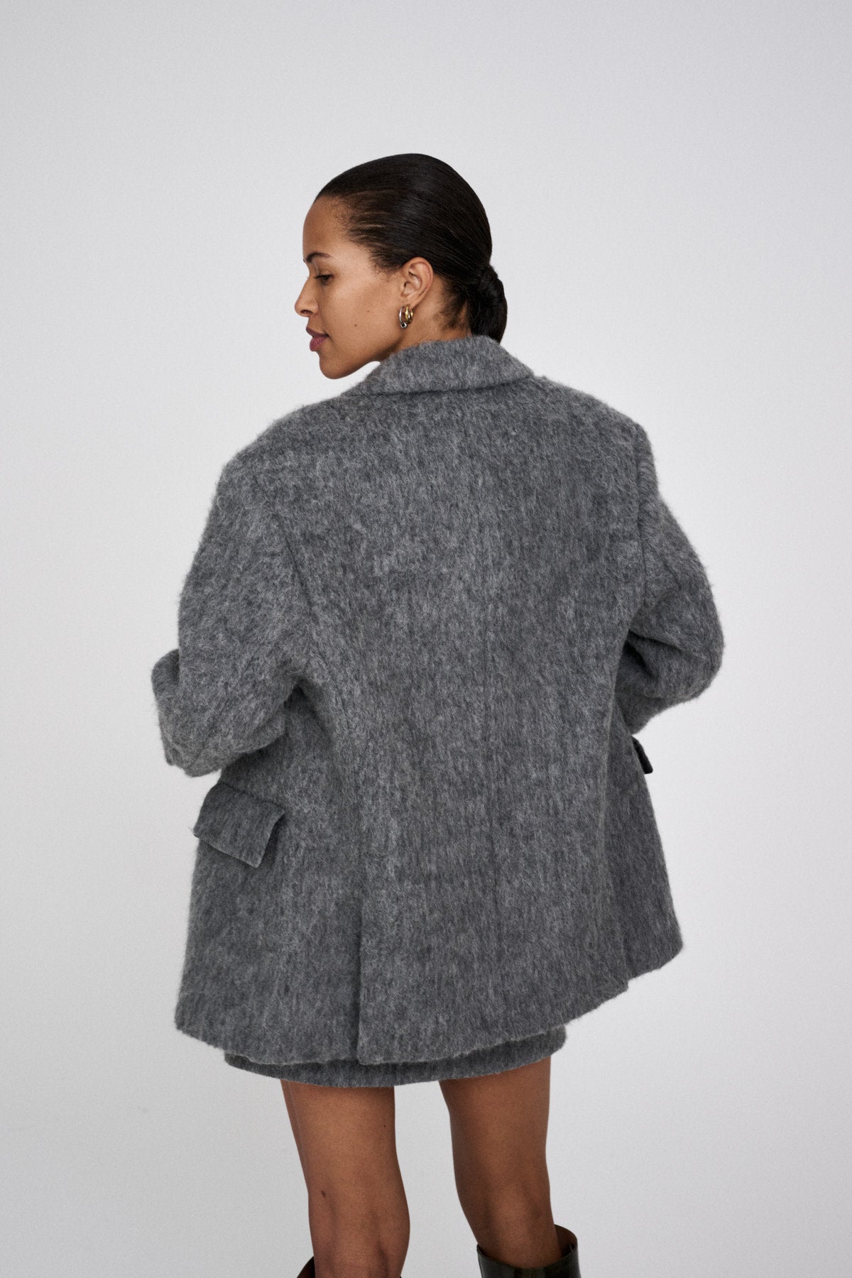 Nyara - Fuzzy jacket I Grey melange 3 - Rabens Saloner