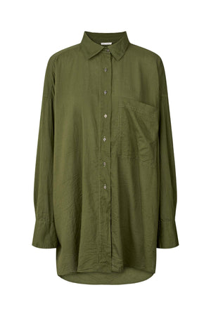 Noah - Cotton oversized shirt I Army Green Army Green XS/S 4 - Rabens Saloner