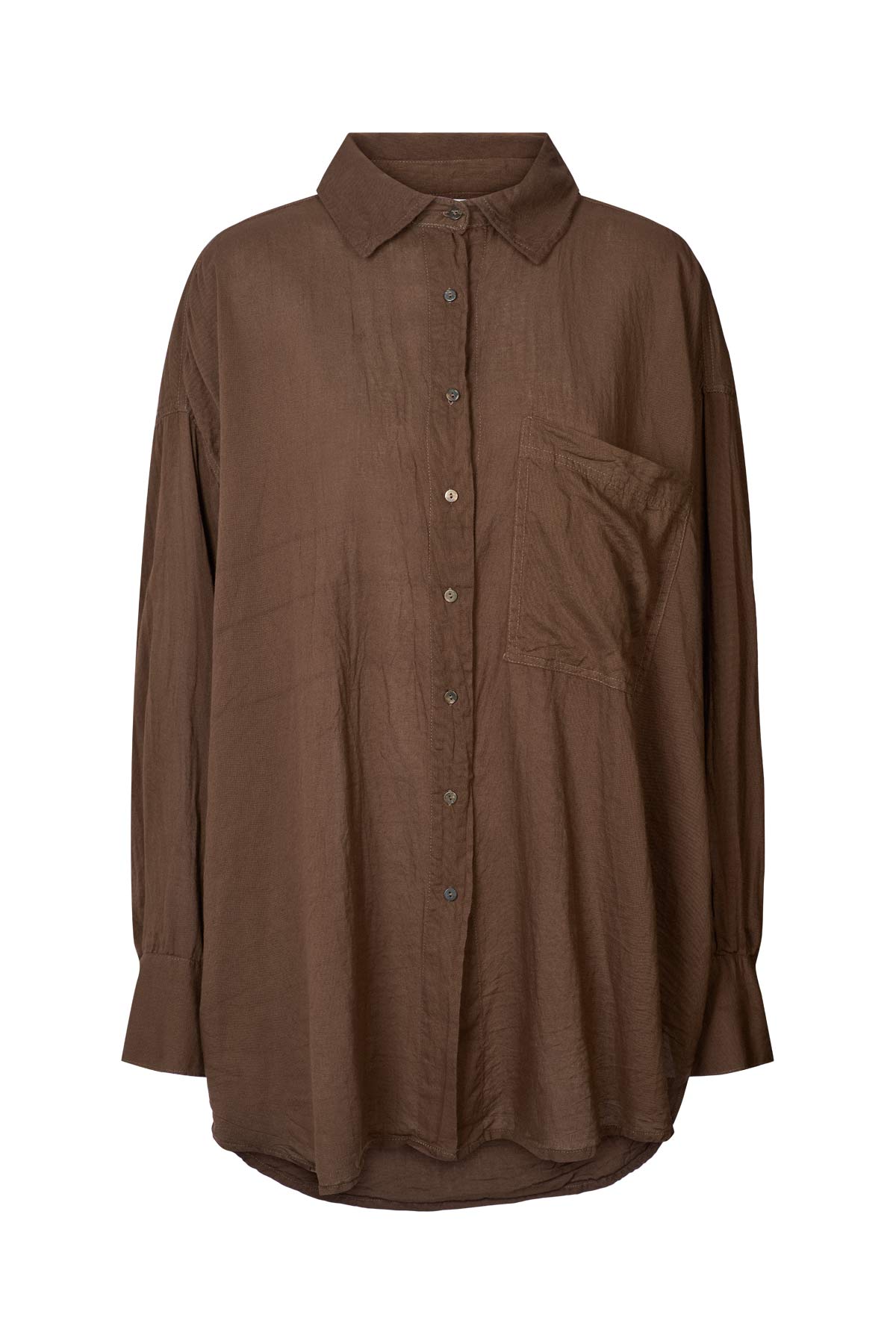Noah - Cotton oversized shirt I Dark brown Dark brown XS/S 1 - Rabens Saloner