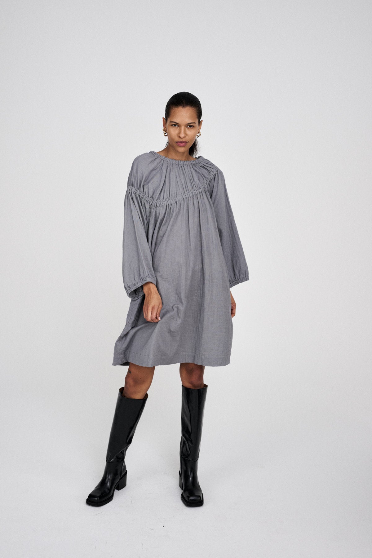 Mae - Cotton dbl elasticated dress I White 3 - Rabens Saloner