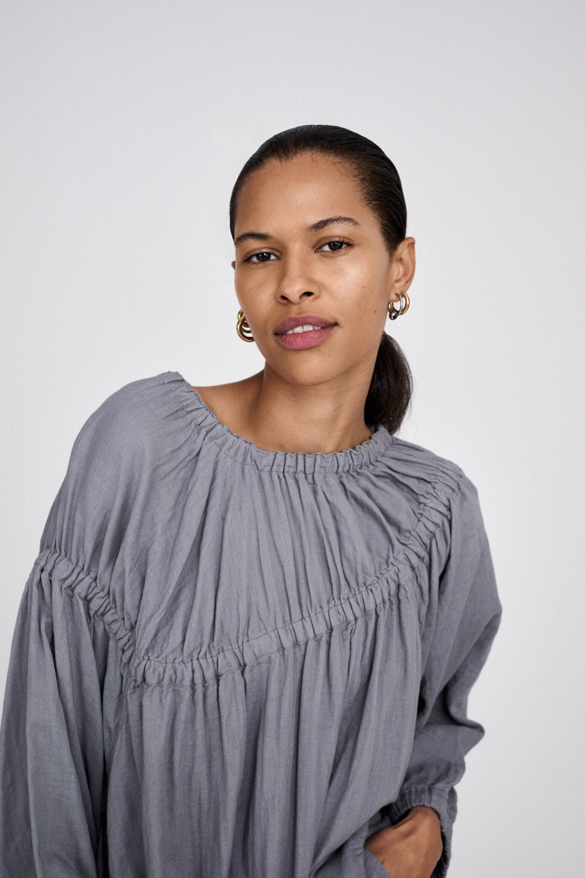 Mae - Cotton dbl elasticated dress I White 5 - Rabens Saloner