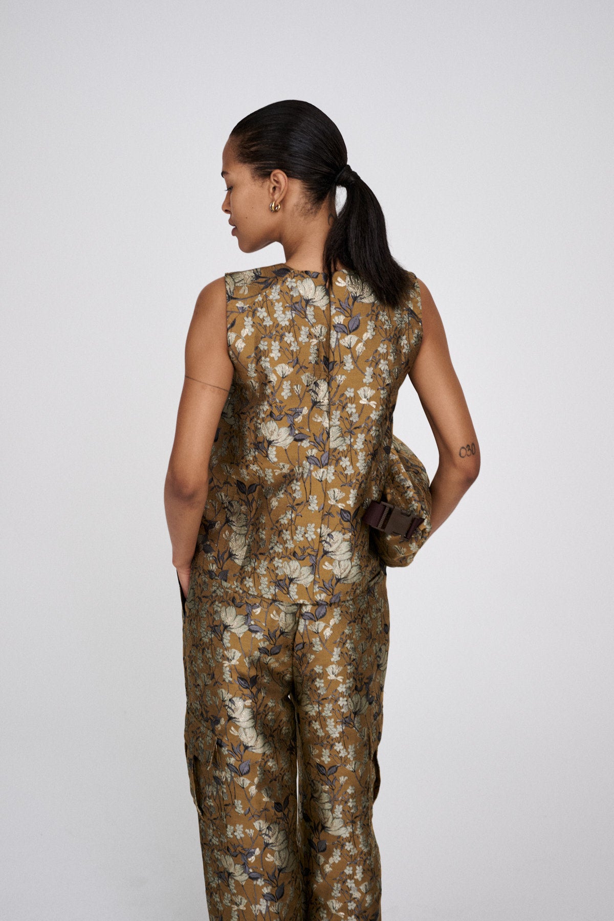 Achola - Ottoman jacquard cargo pants I Golden combo 3 - Rabens Saloner