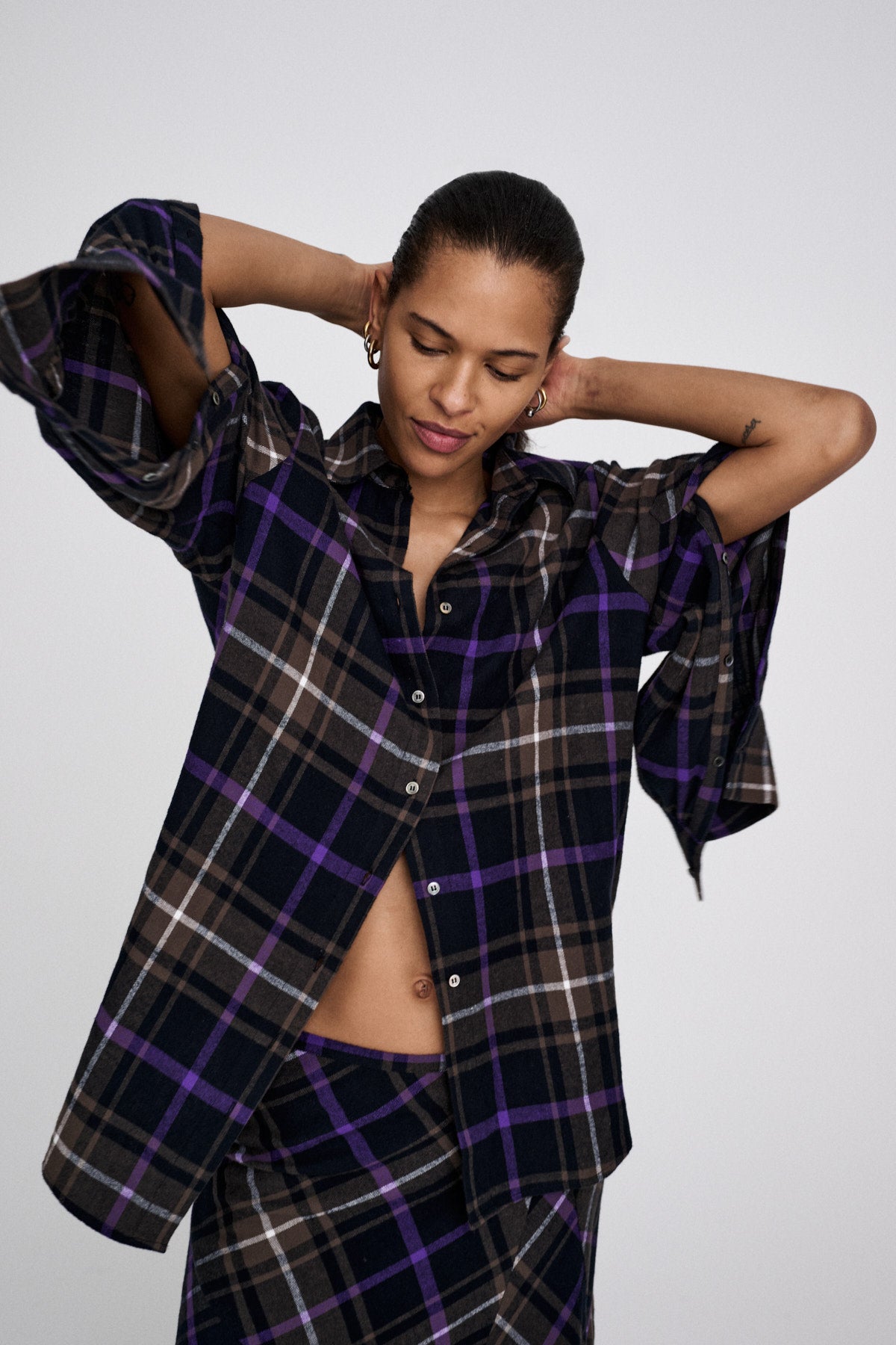 Mallory - Giant check shirt I Purple check combo 1 - Rabens Saloner
