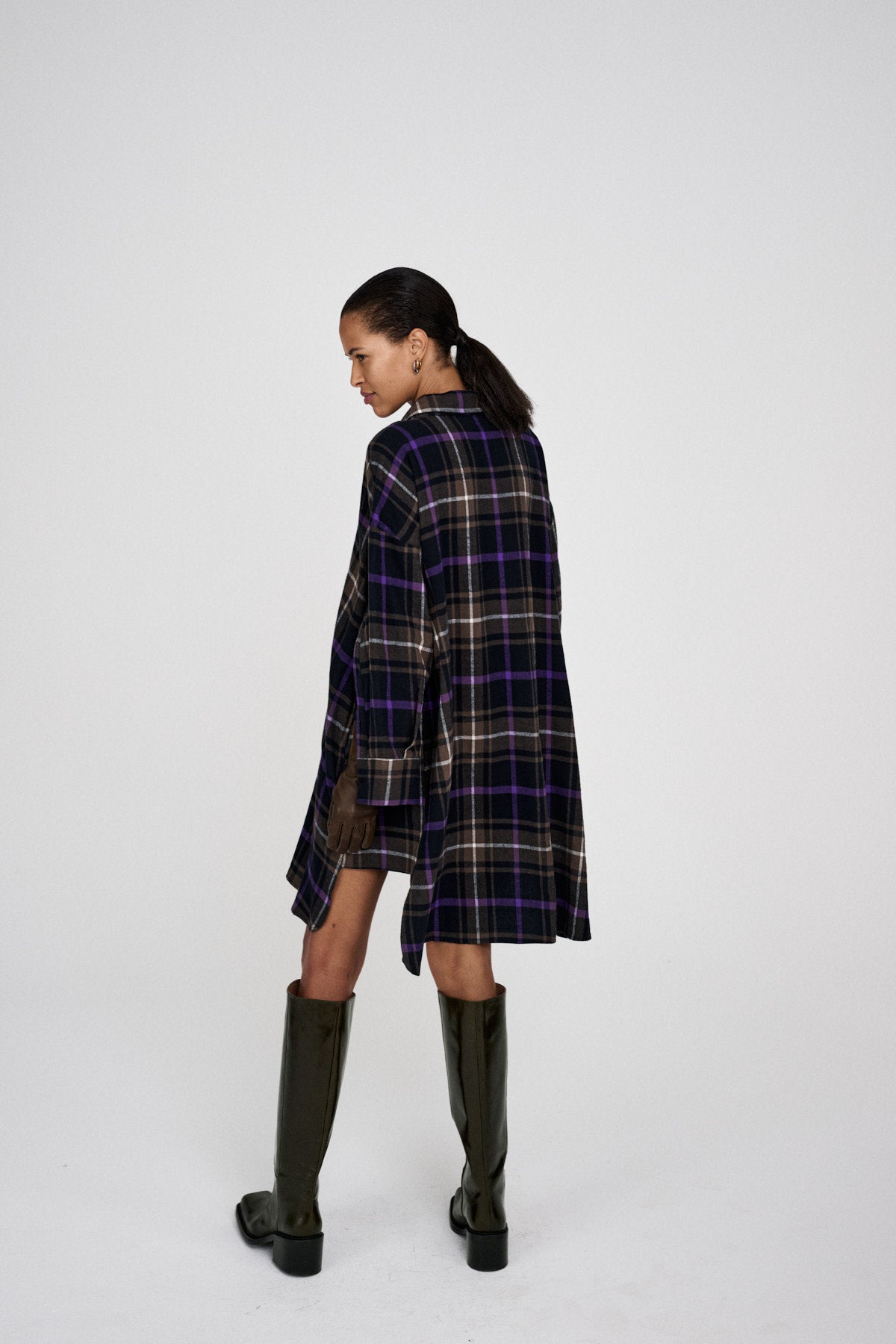 Hardis - Giant check kaftan I Purple check combo 3 - Rabens Saloner