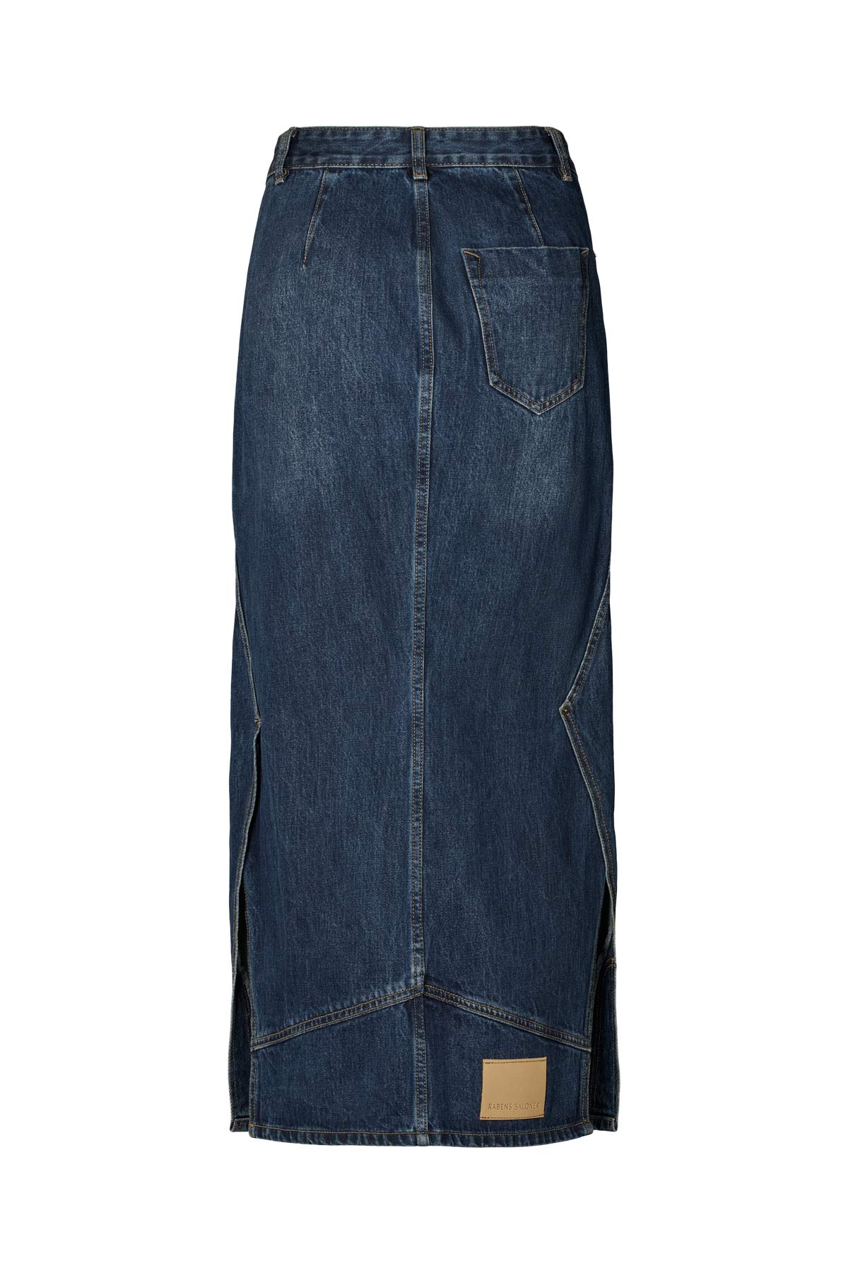 Joella - Patchwork denim skirt I Dark washed indigo 4 - Rabens Saloner